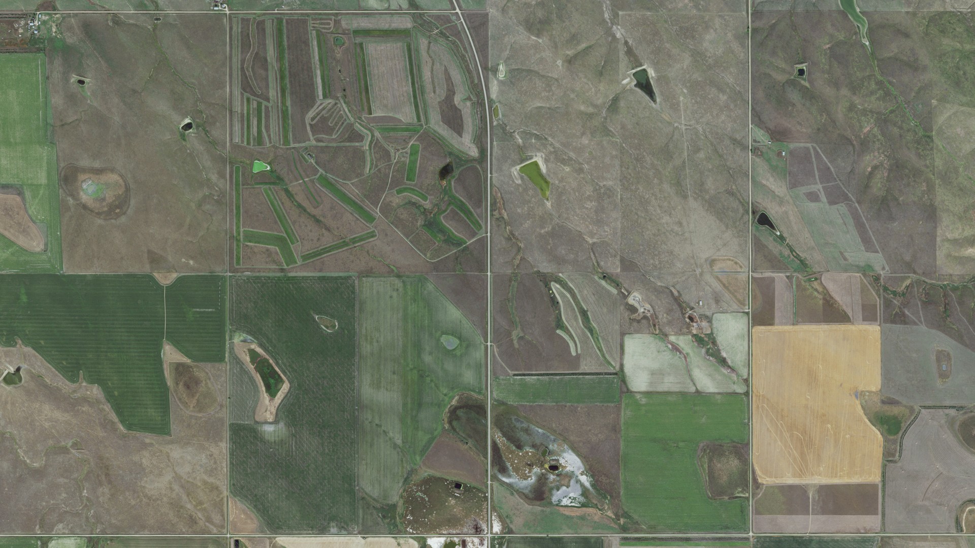 Aerial view of land around Vivian, South Dakota