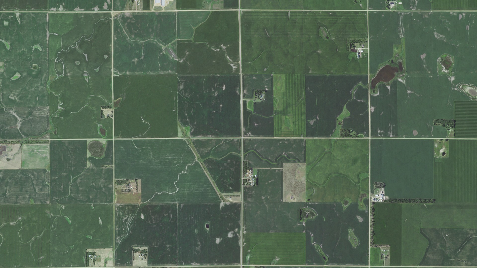 Aerial view of land around Canistota, South Dakota