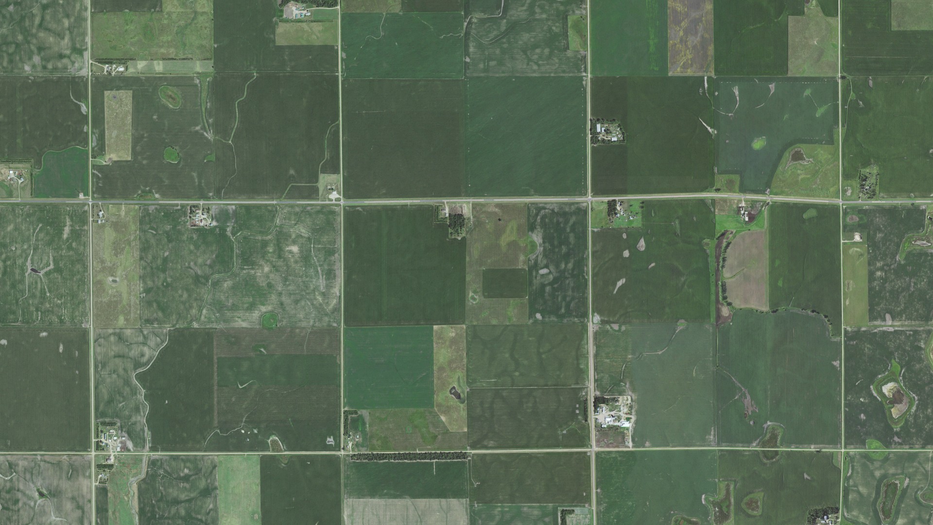 Aerial view of land around Richland, South Dakota
