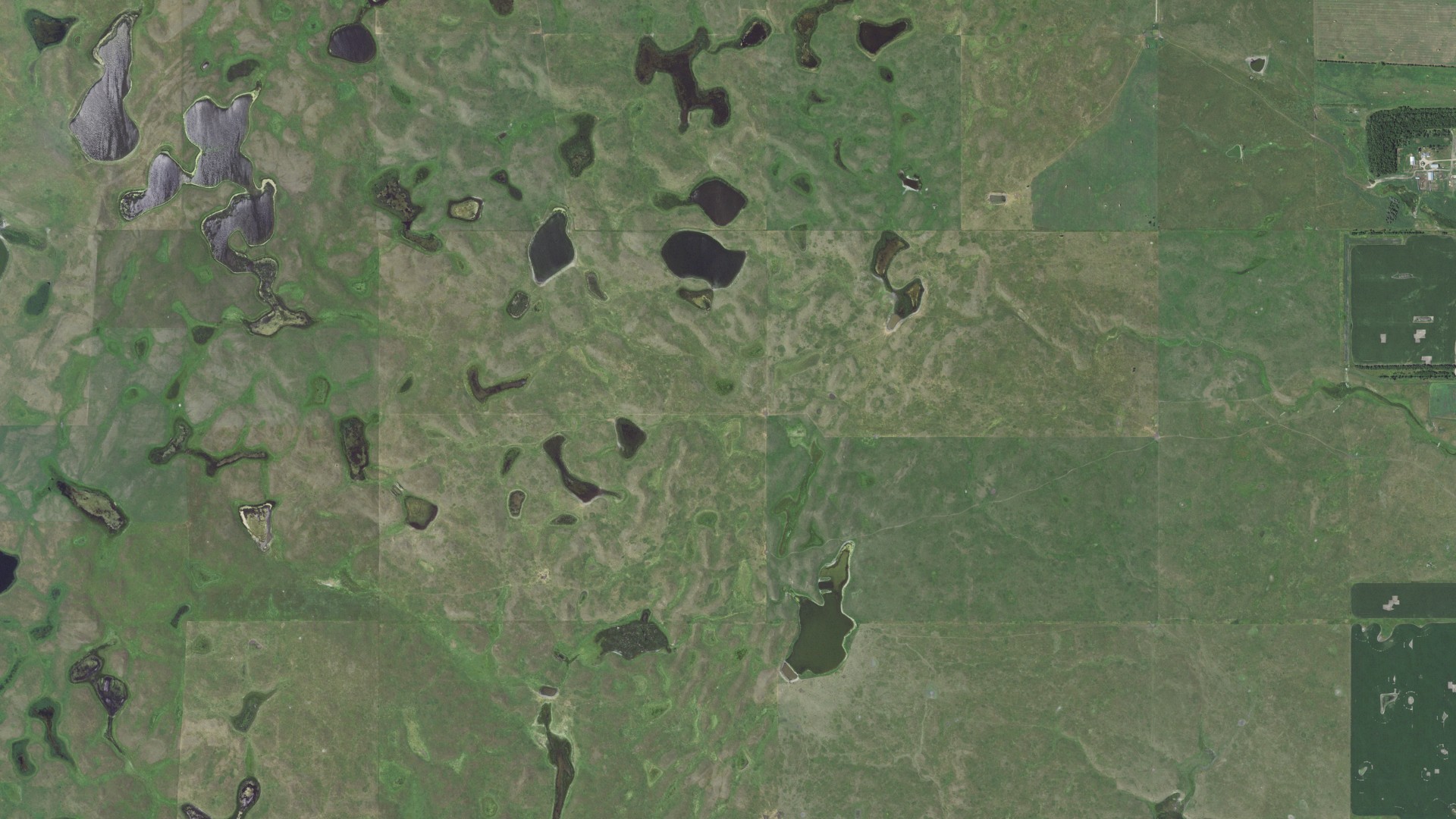 Aerial view of land around Hoffman, South Dakota