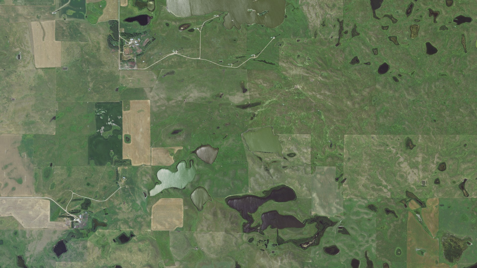 Aerial view of land around Wacker, South Dakota