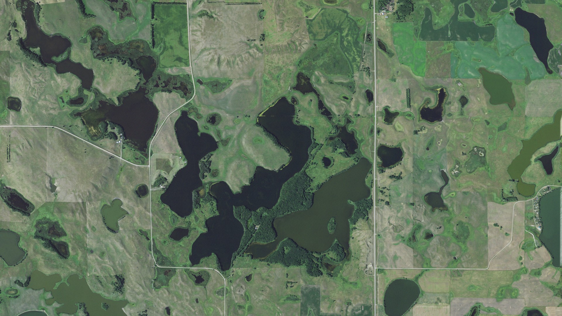 Aerial view of land around Dumarce, South Dakota