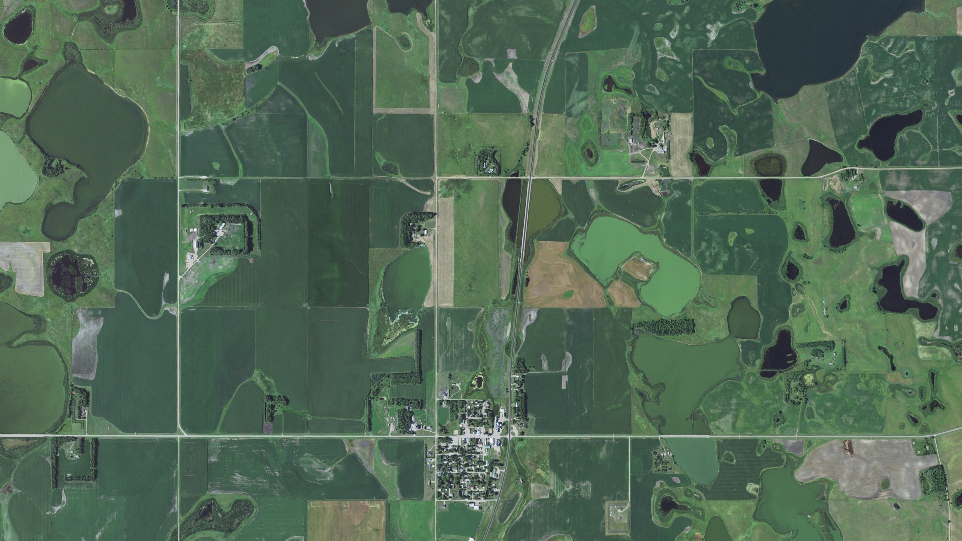 Aerial view of land around Eden, South Dakota