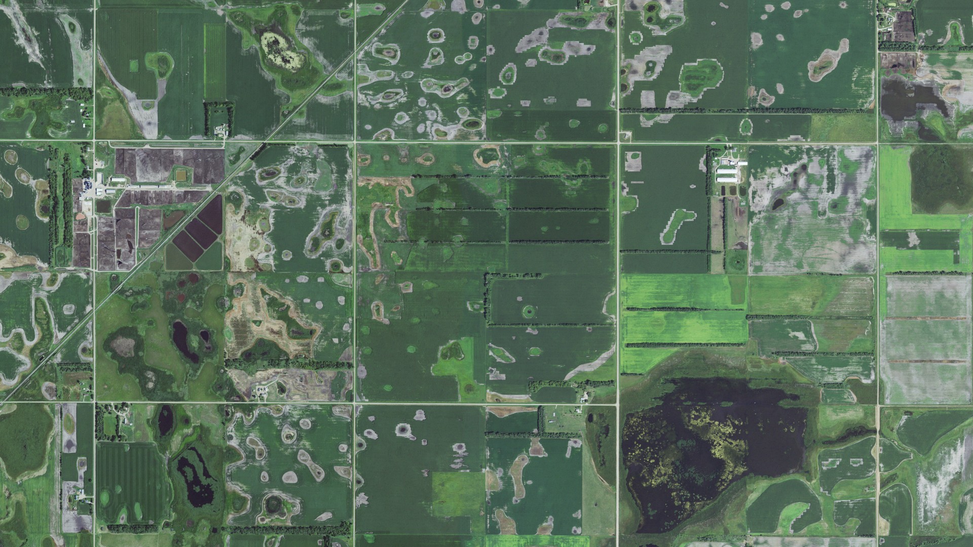 Natural-color aerial photograph of land around Weston, South Dakota