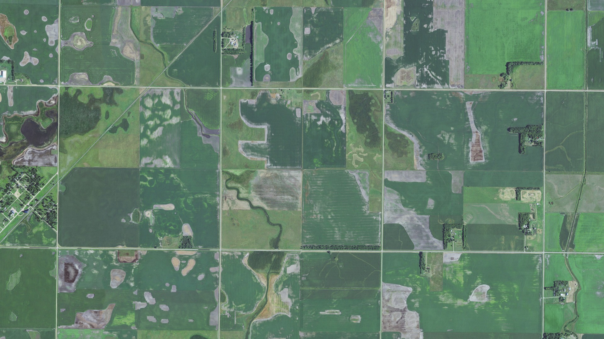 Aerial view of land around White, South Dakota