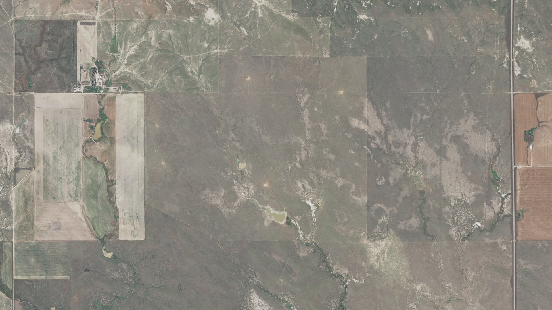 Aerial view of land around Howard, South Dakota