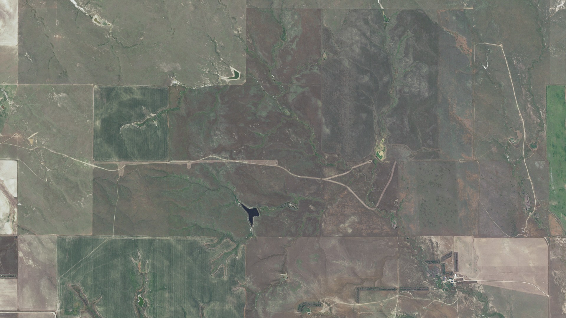 Aerial view of land around Union, South Dakota