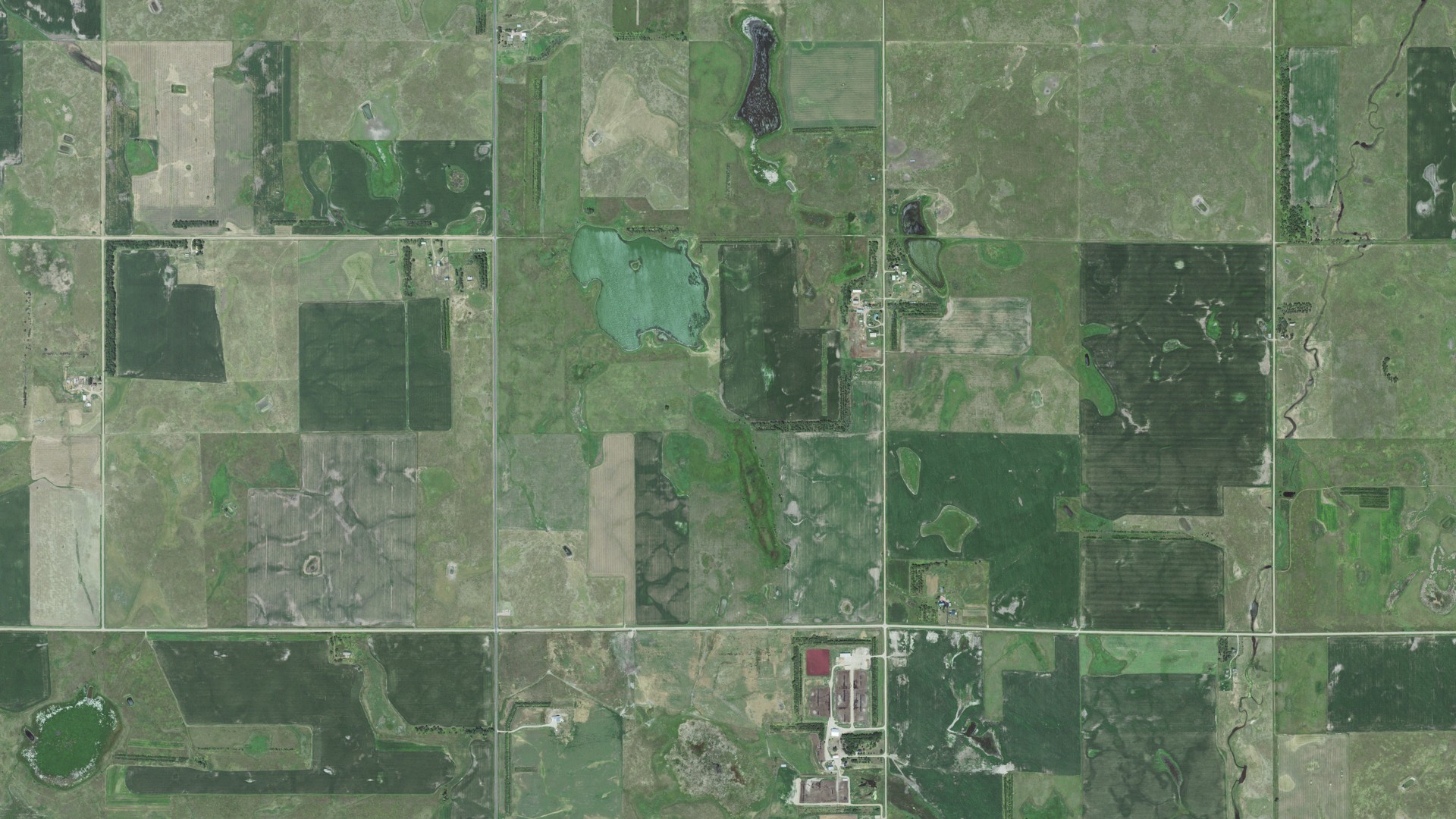 Aerial view of land around Clinton, South Dakota