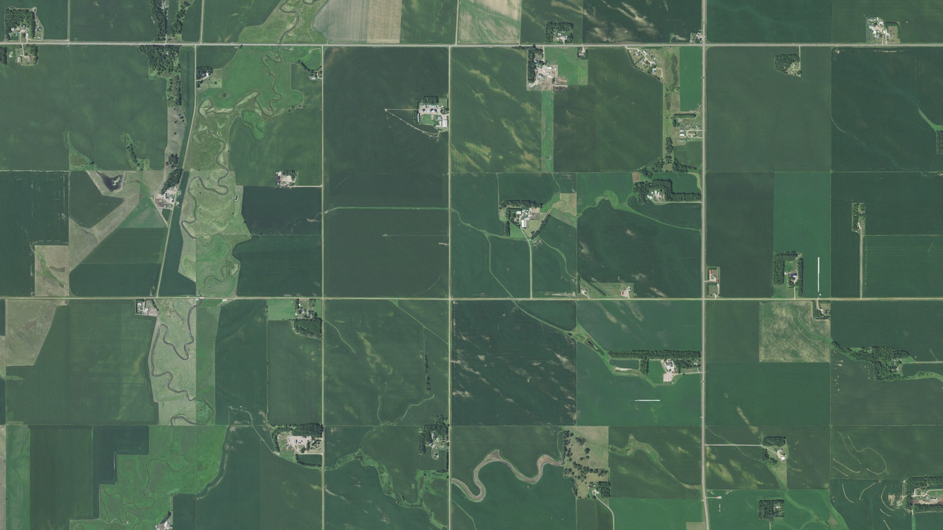 Natural-color aerial photograph of land around Burk, South Dakota