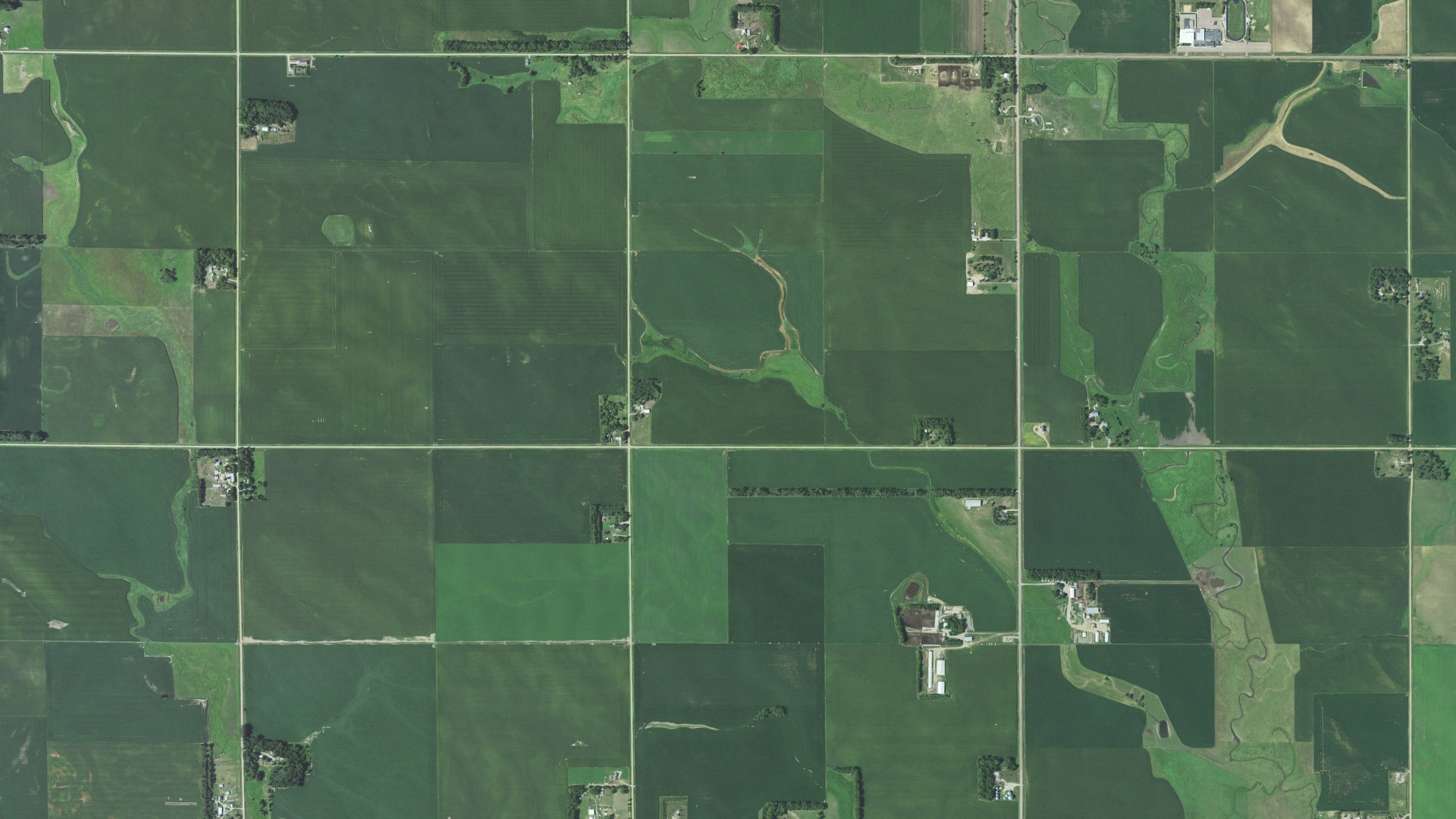 Aerial view of land around Grand Meadow, South Dakota
