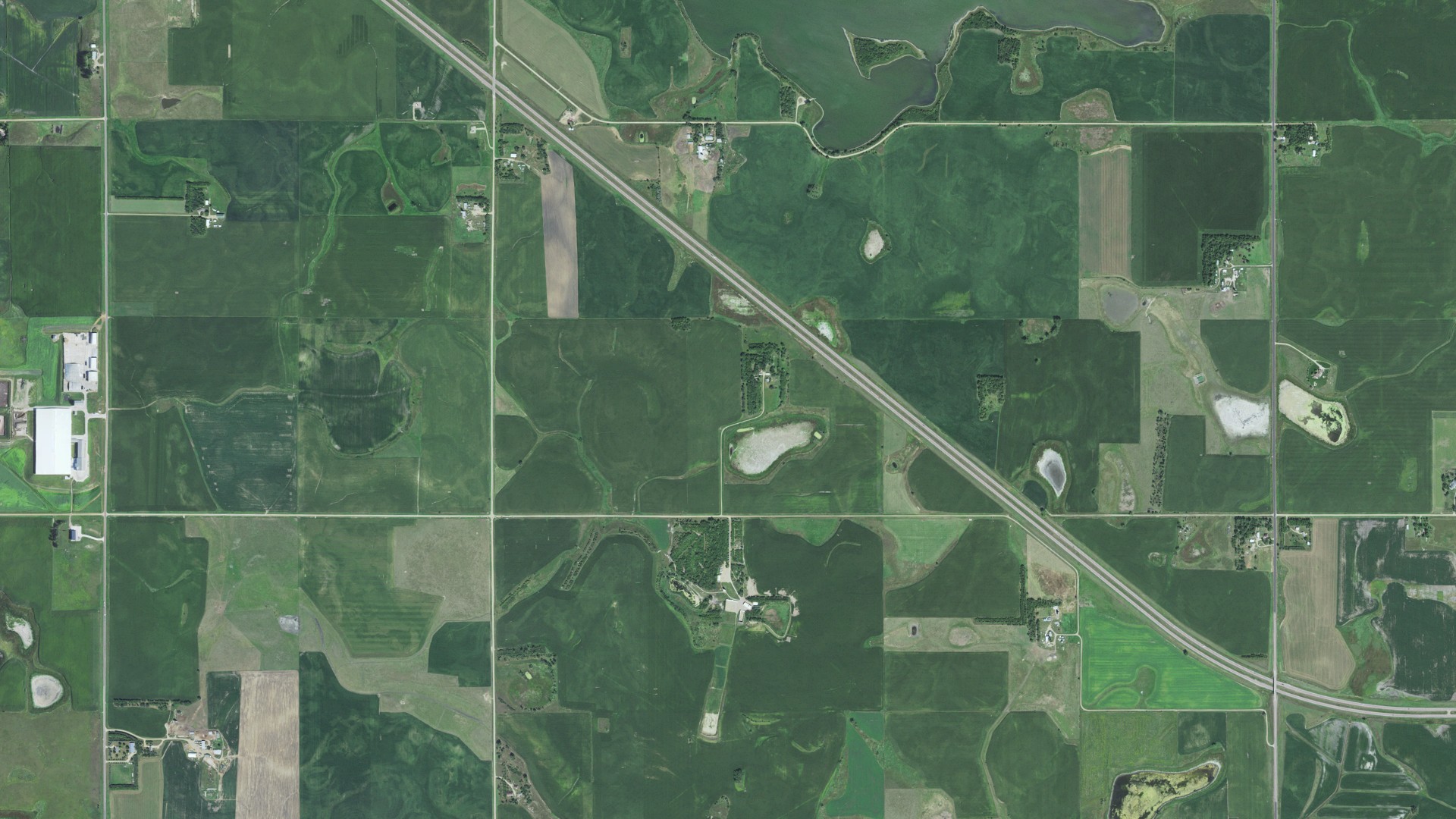 Aerial view of land around Humboldt, South Dakota