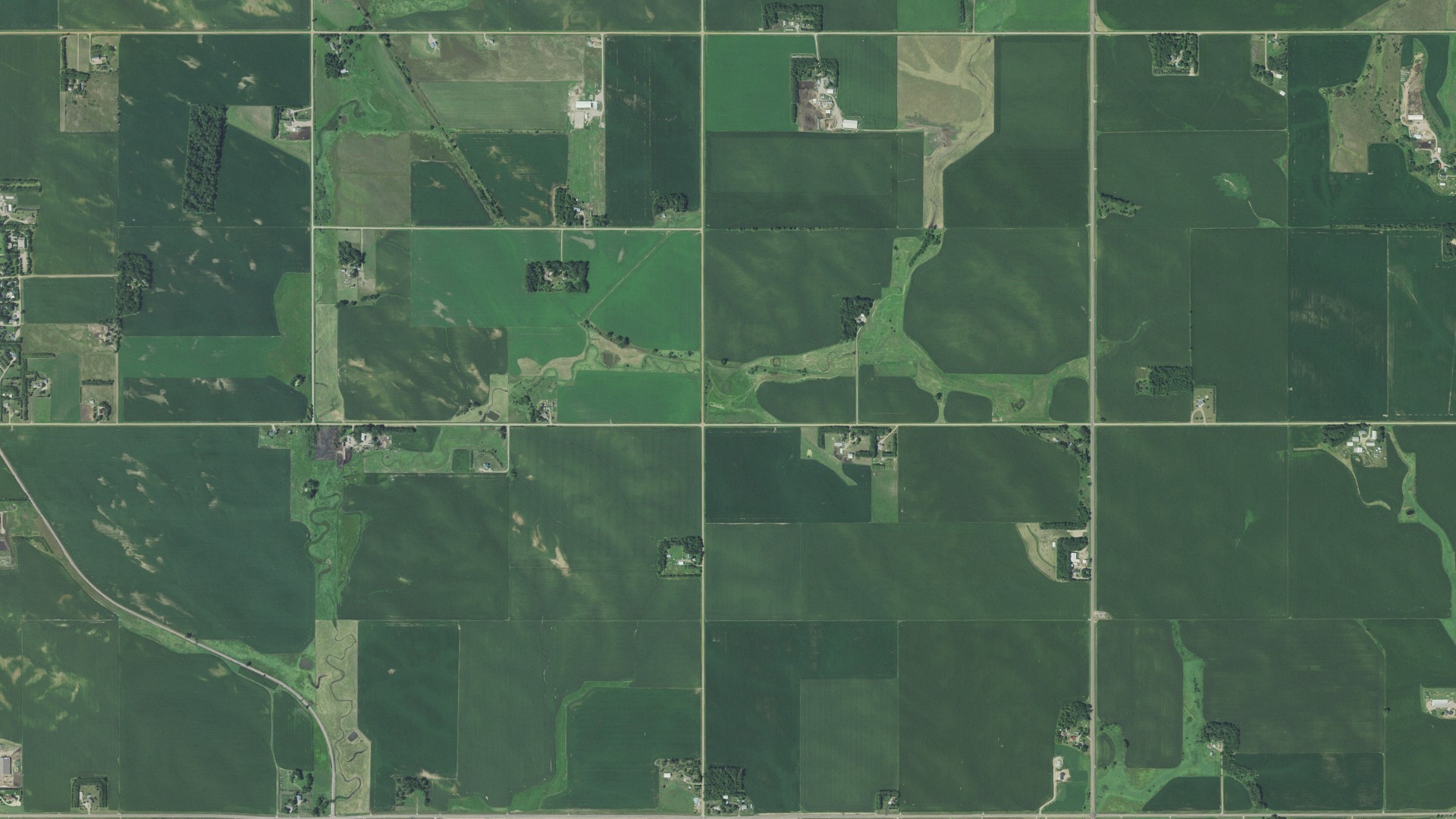 Aerial view of land around Lyons, South Dakota