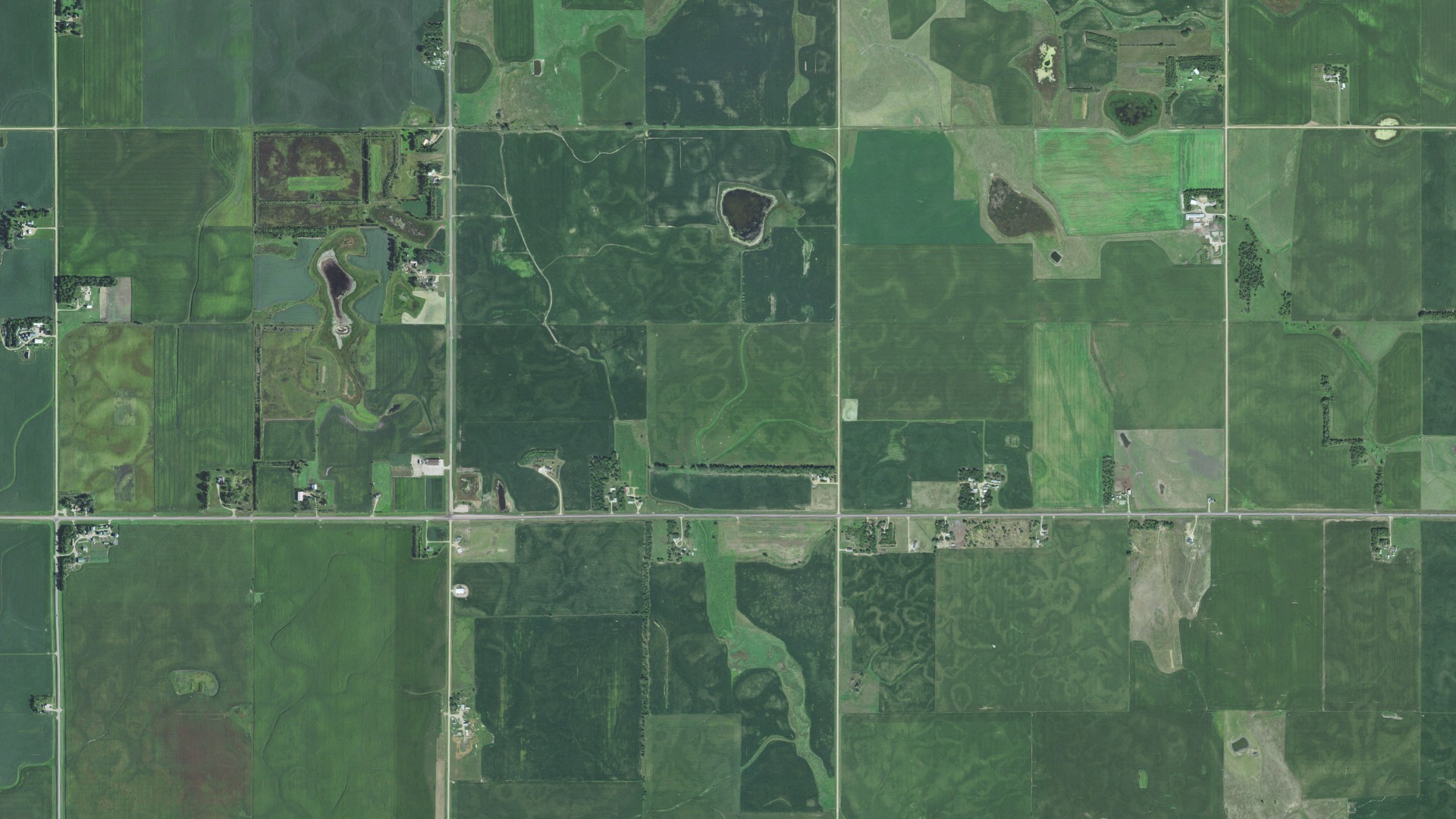 Aerial view of land around Wellington, South Dakota