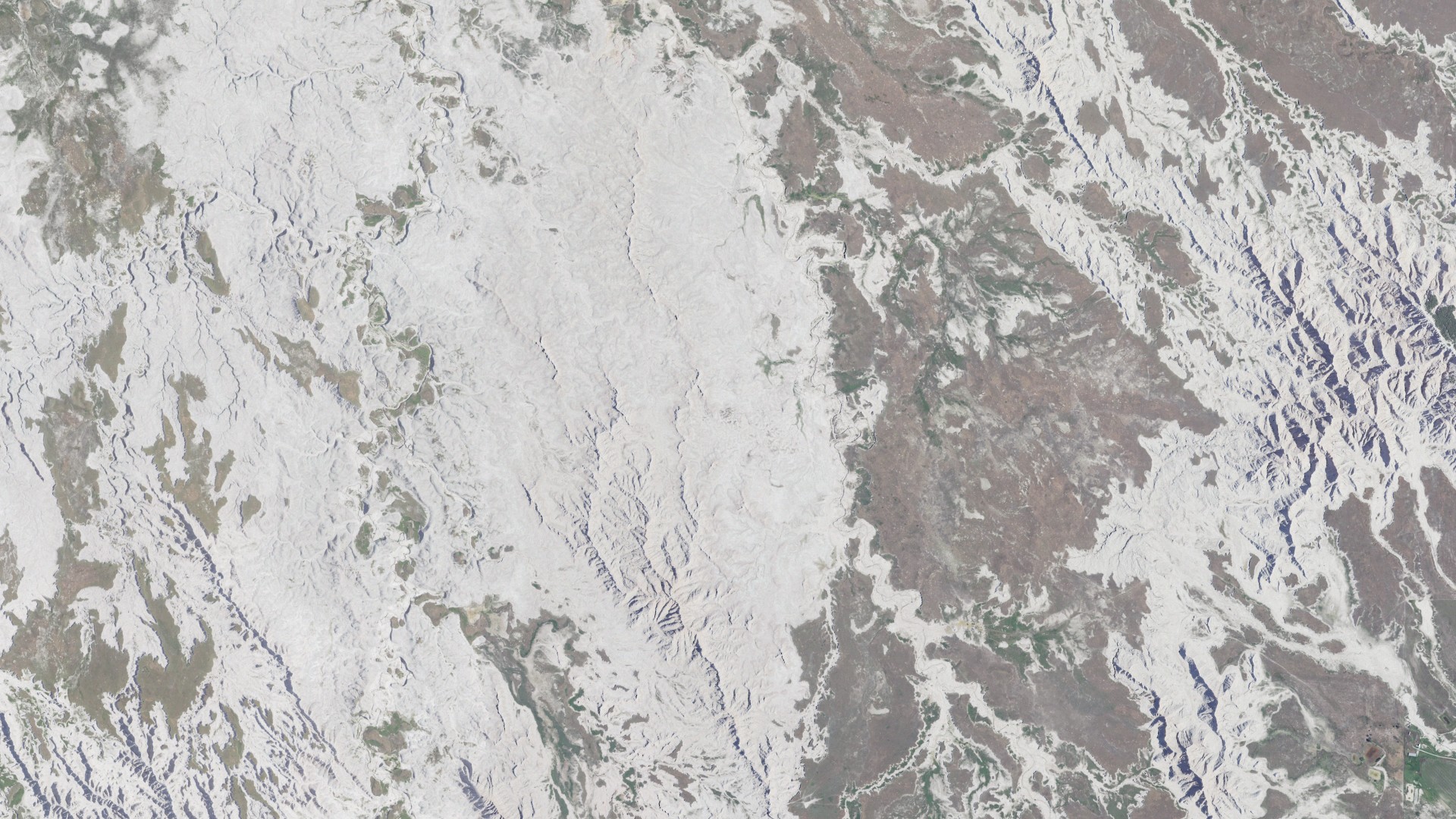 Natural-color aerial photograph of land around Imlay, South Dakota