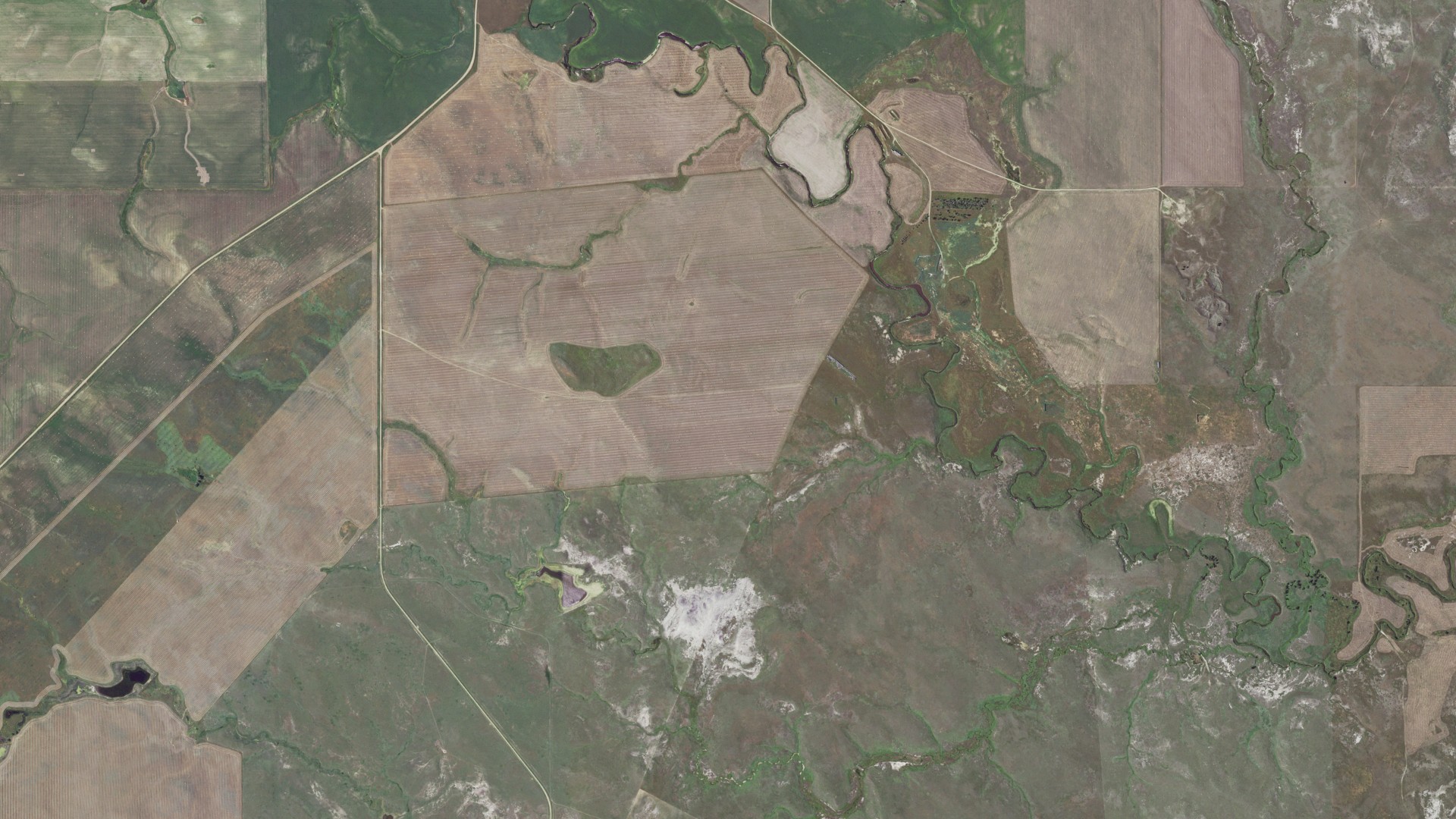 Aerial view of land around Chance, South Dakota