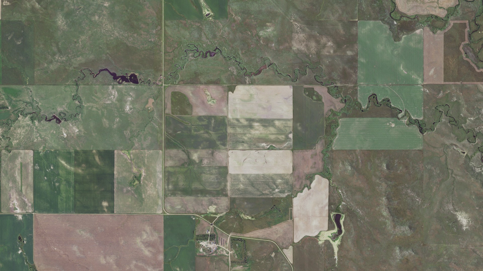 Aerial view of land around Lone Tree, South Dakota