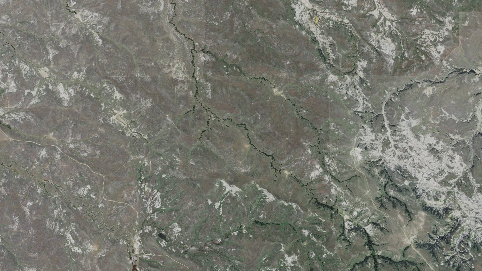Aerial view of land around Vrooman, South Dakota