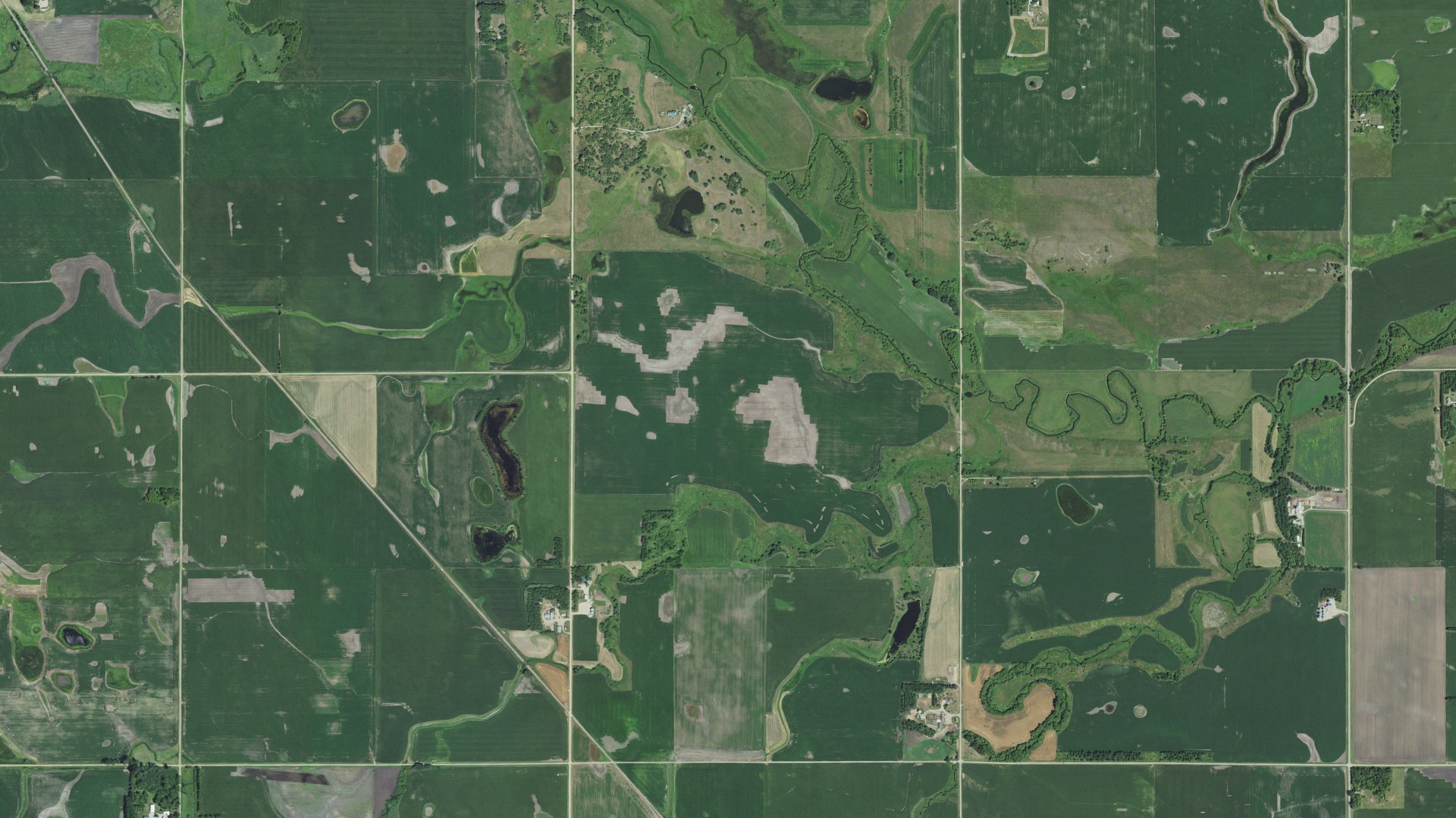Aerial view of land around Garfield, South Dakota