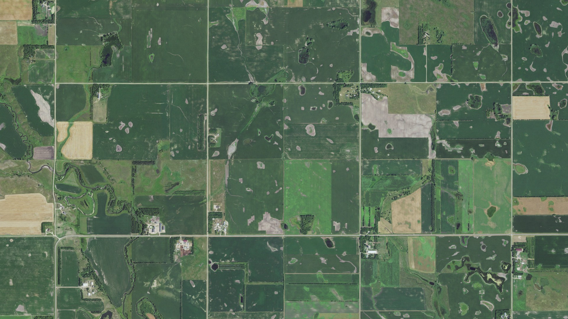 Natural-color aerial photograph of land around Geneseo, South Dakota