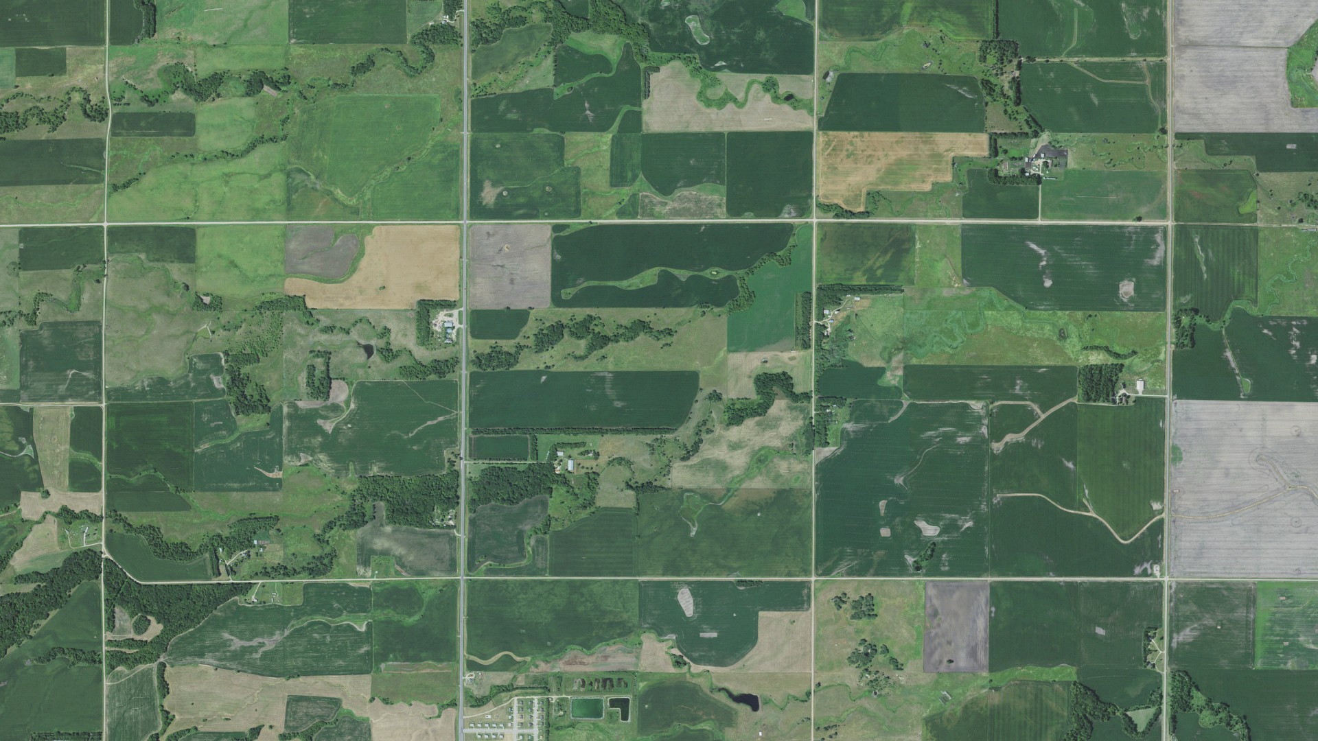 Natural-color aerial photograph of land around Goodwill, South Dakota