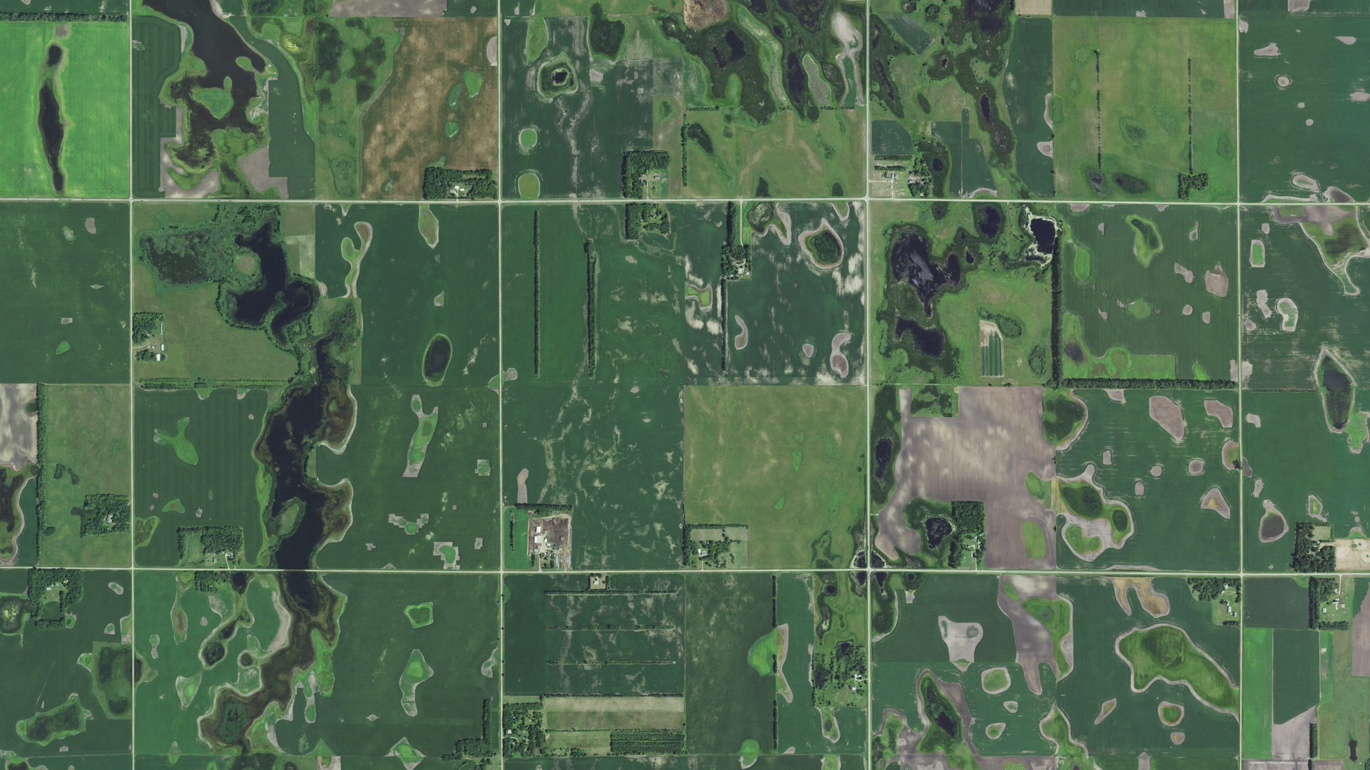 Aerial view of land around Harmon, South Dakota