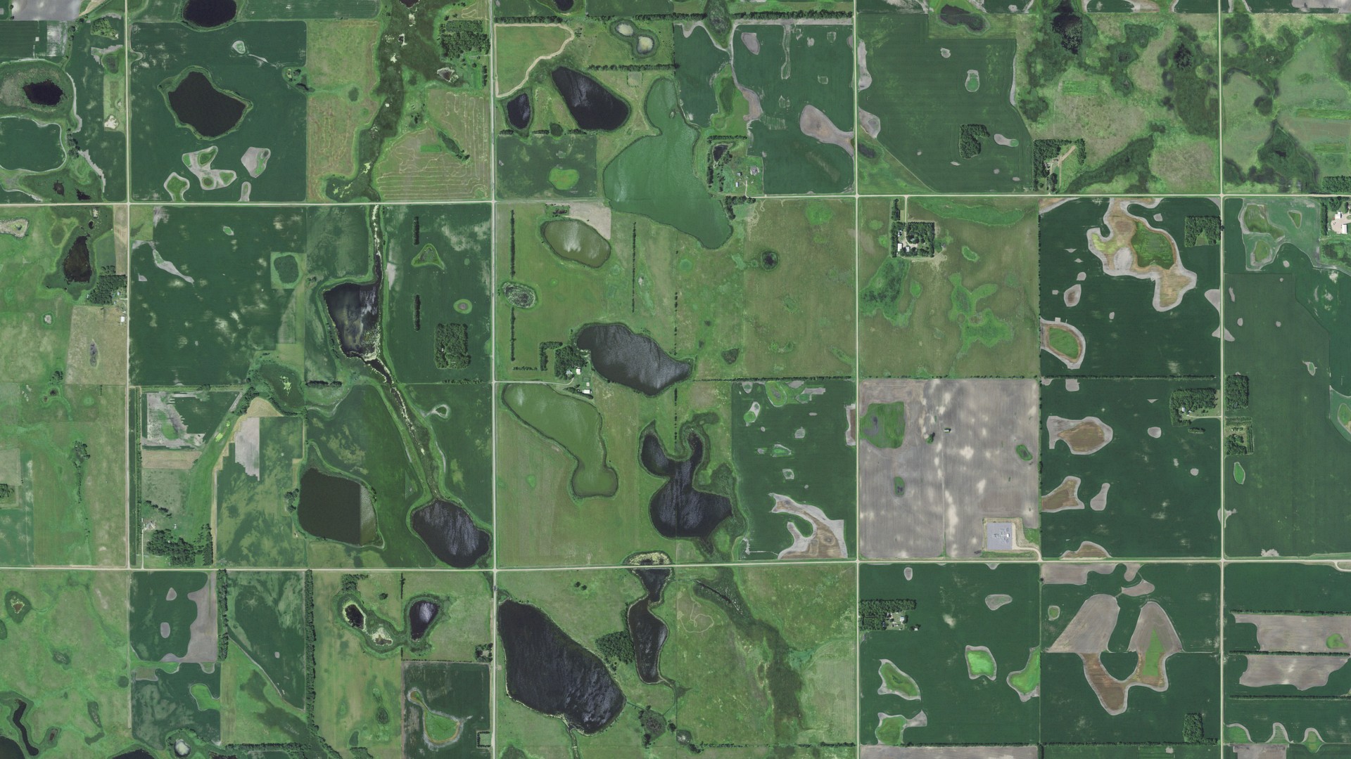 Aerial view of land around Lien, South Dakota
