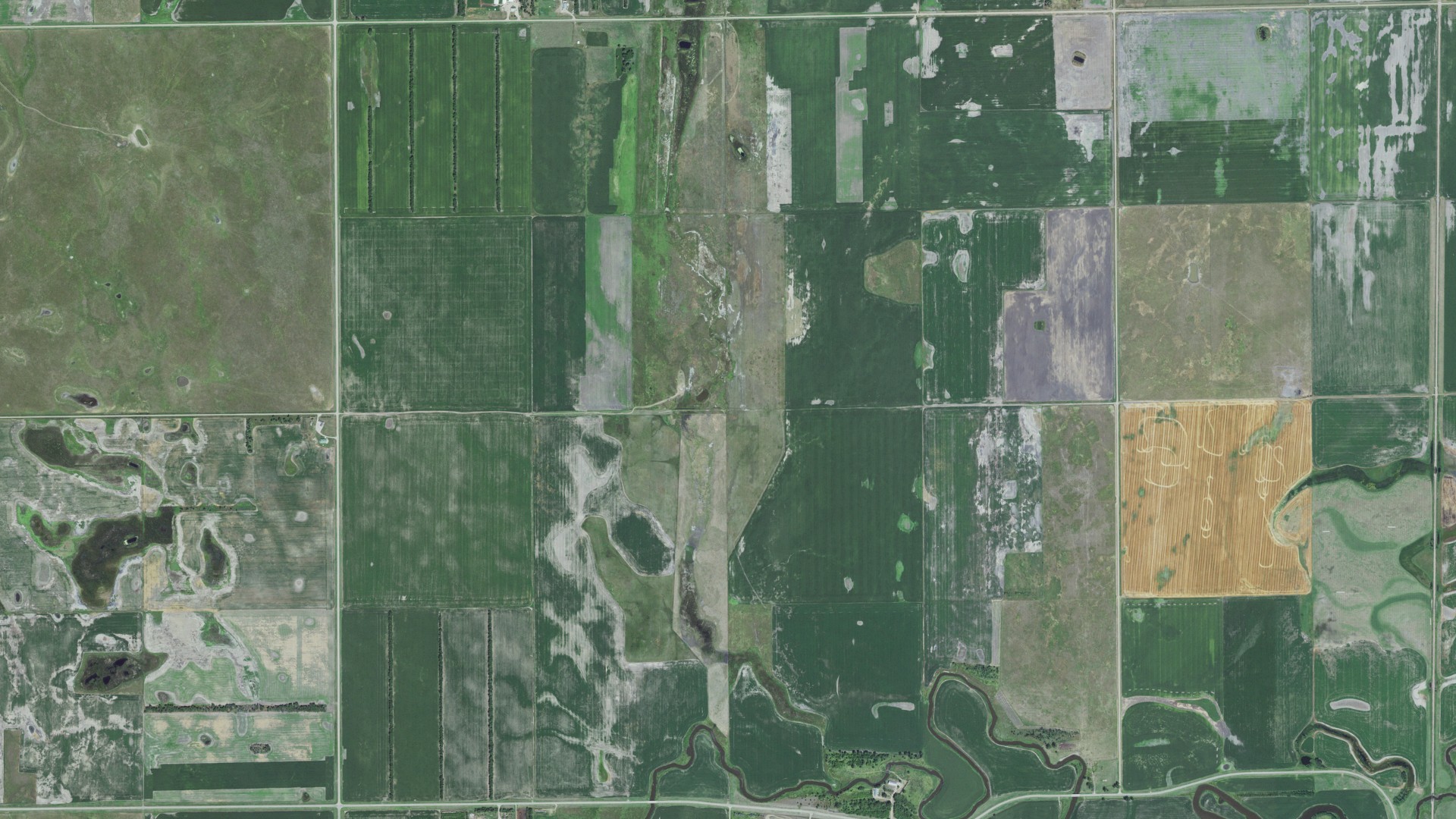 Aerial view of land around Athol, South Dakota
