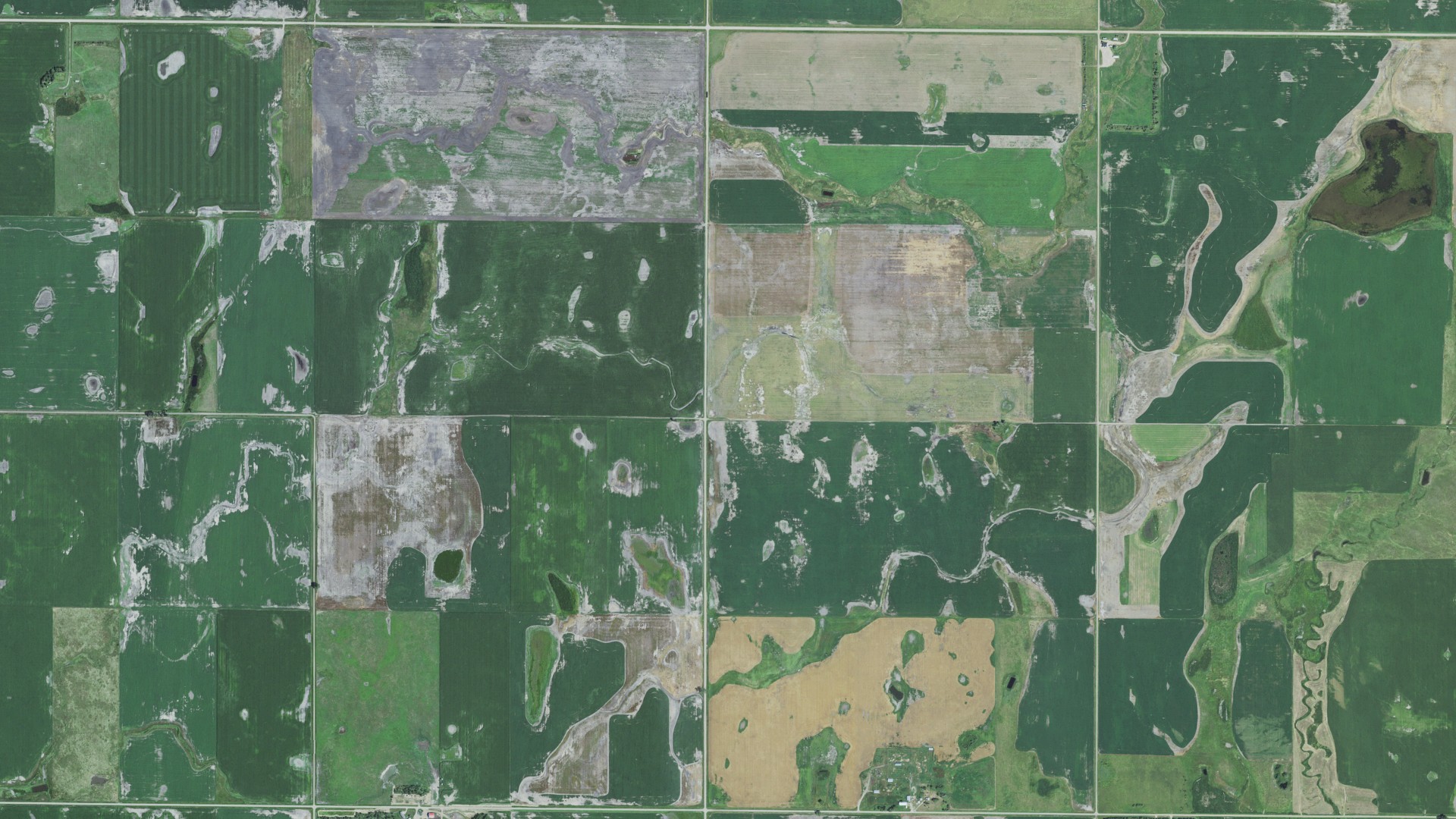 Aerial view of land around Conde, South Dakota