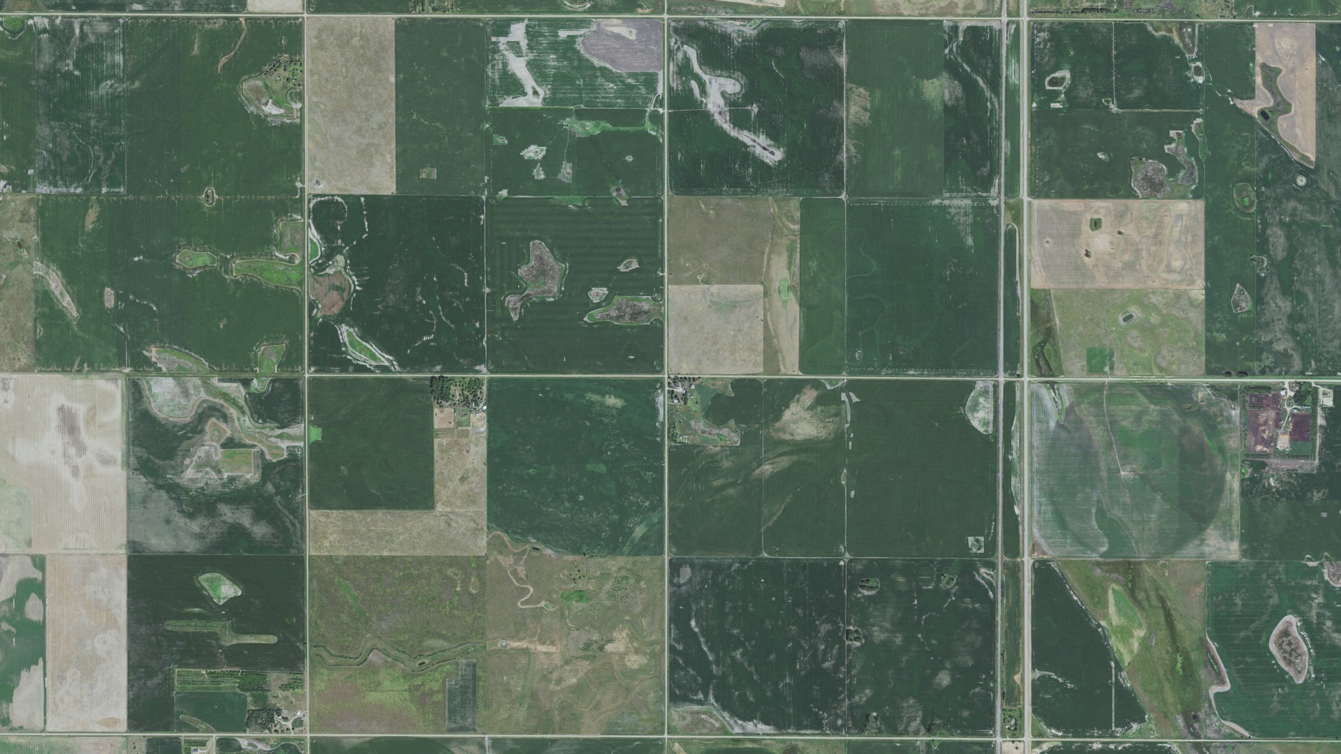Aerial view of land around Garfield, South Dakota