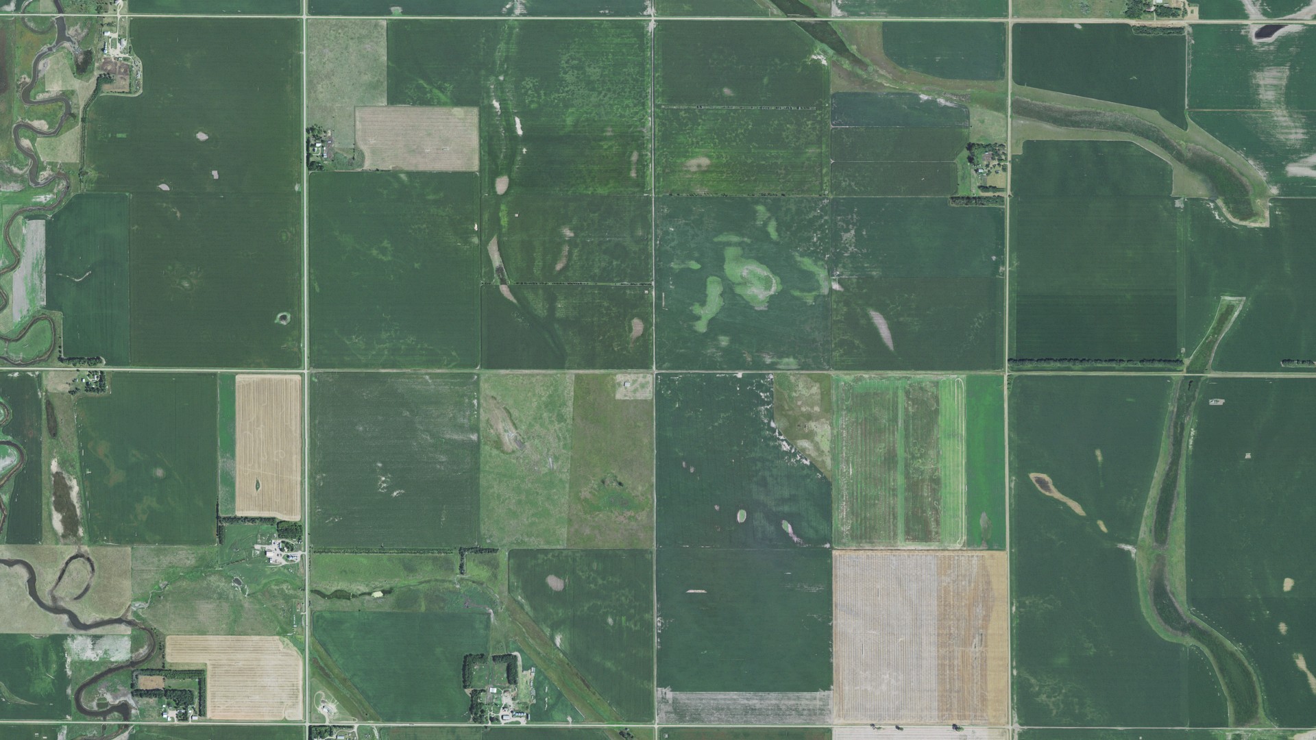 Aerial view of land around Harmony, South Dakota