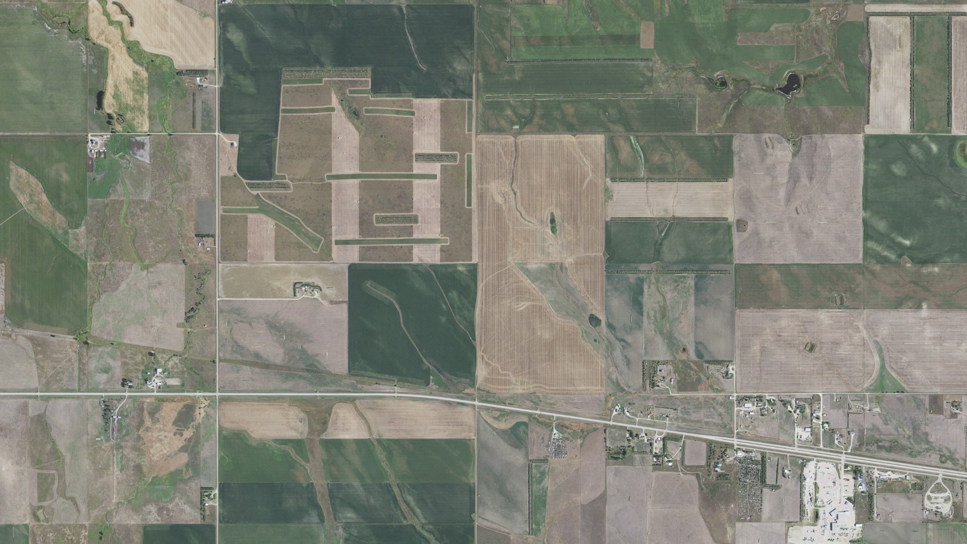 Aerial view of land around Black, South Dakota