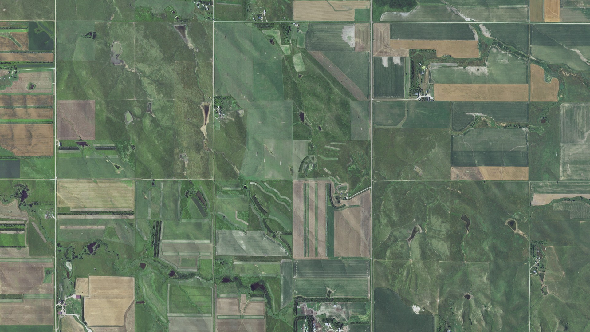 Aerial view of land around Colome, South Dakota