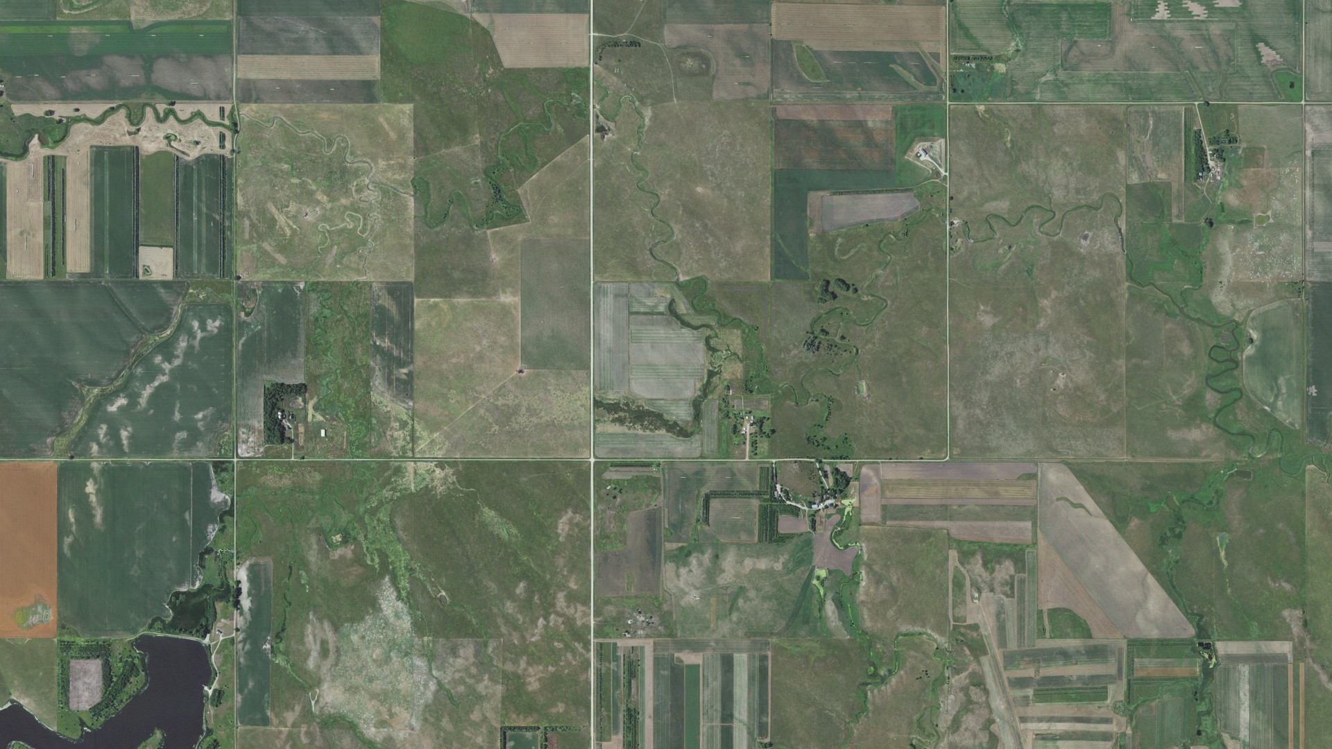 Aerial view of land around Elliston, South Dakota