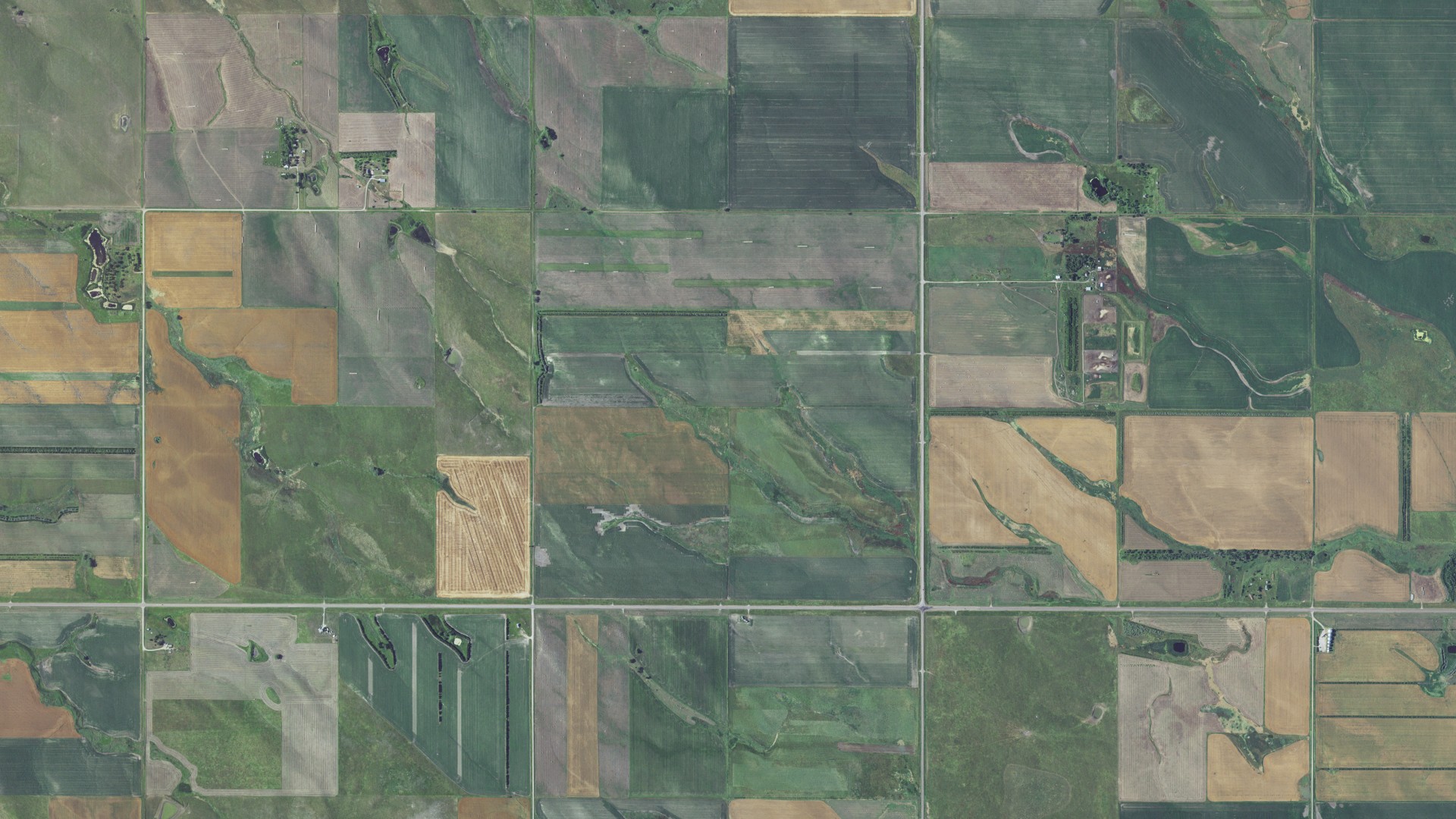 Aerial view of land around Plainview, South Dakota