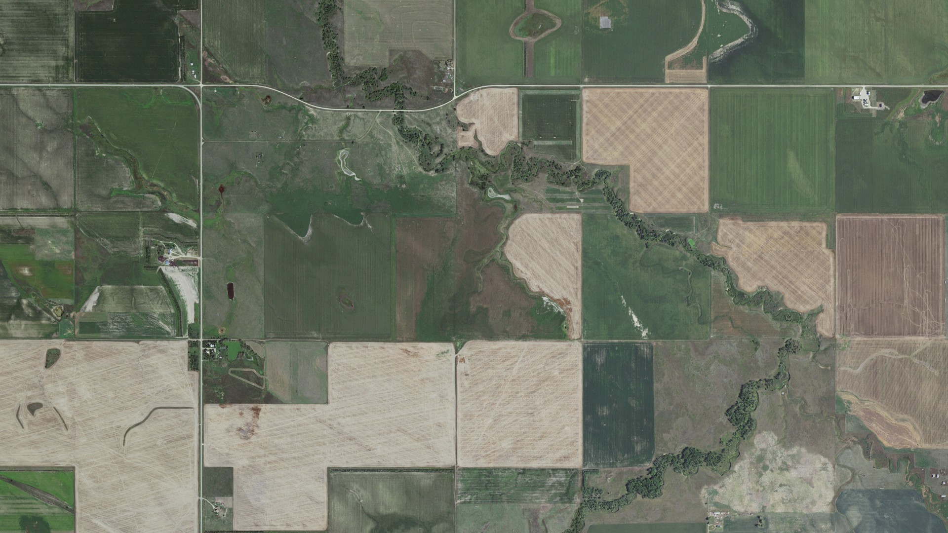Aerial view of land around Witten, South Dakota