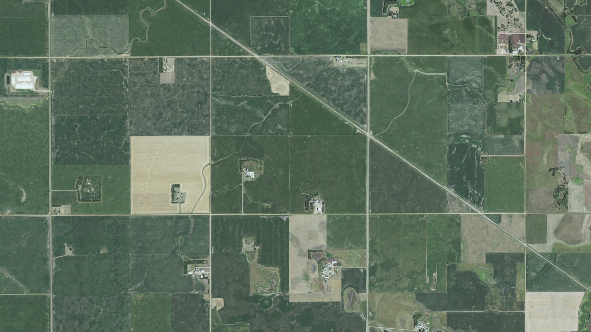 Aerial view of land around Dolton, South Dakota