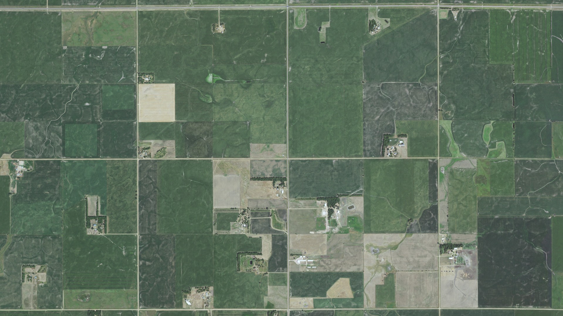 Aerial view of land around Rosefield, South Dakota