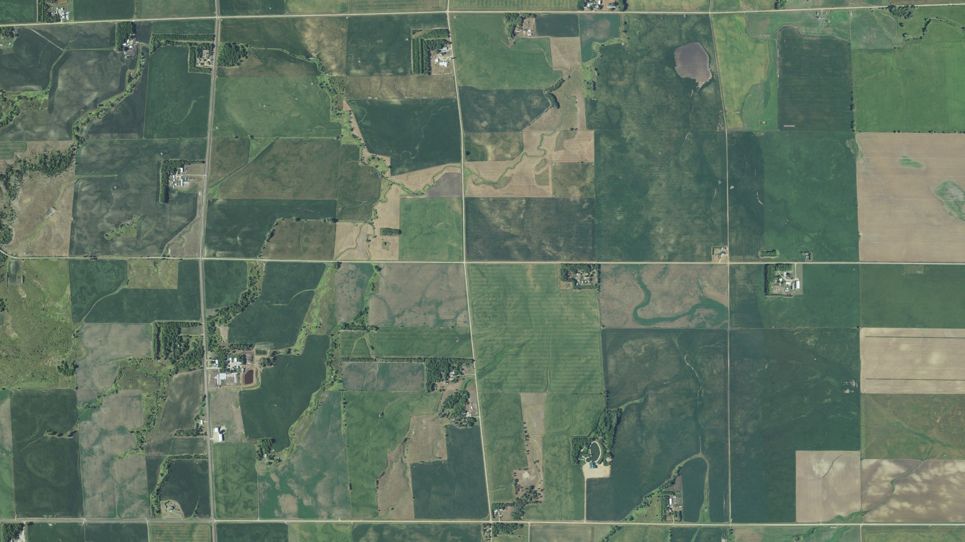 Aerial view of land around Spring Valley, South Dakota