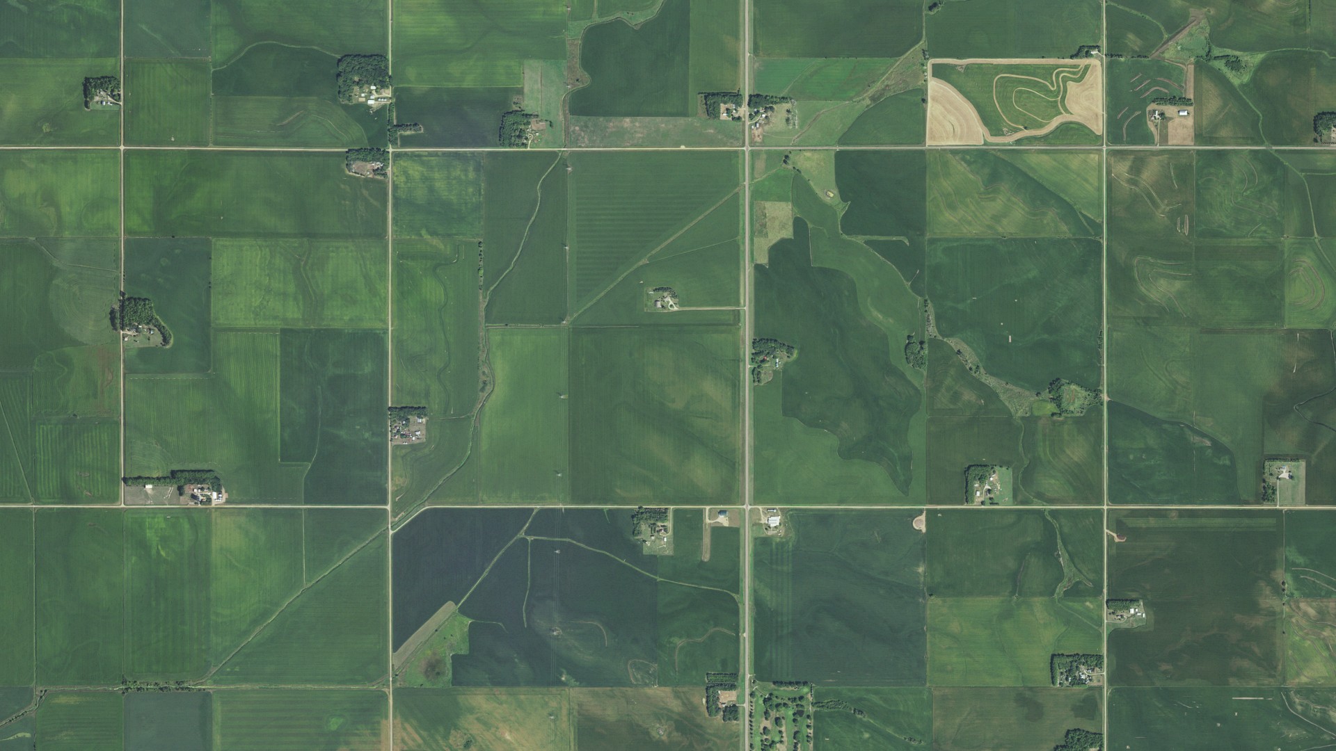 Aerial view of land around Alcester, South Dakota
