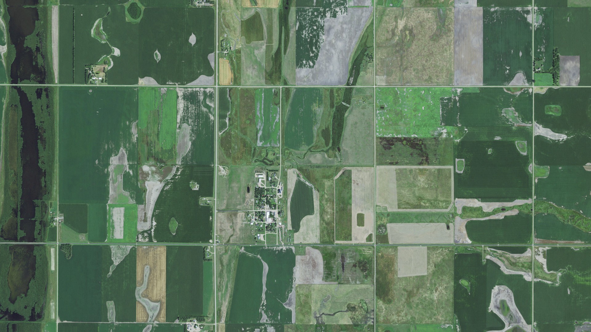 Natural-color aerial photograph of land around Ferney, South Dakota