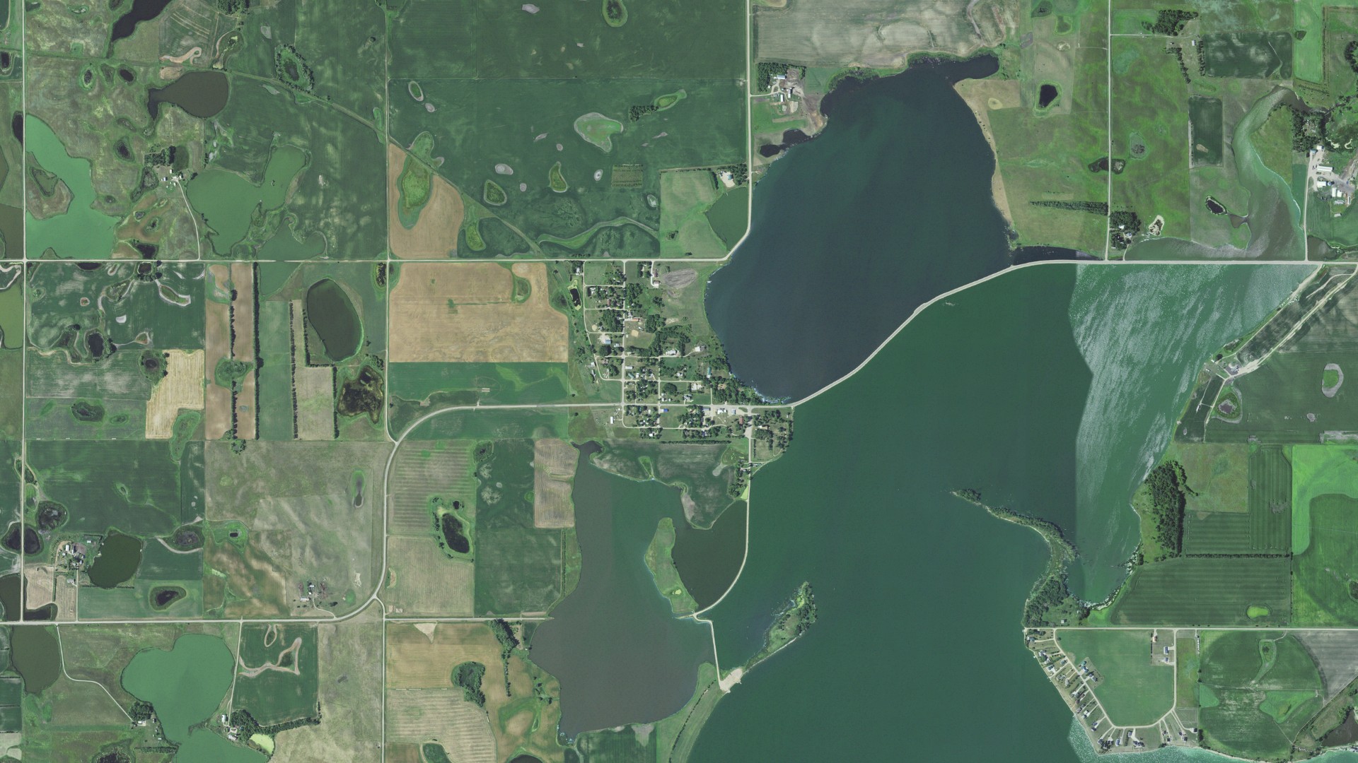 Natural-color aerial photograph of land around Grenville, South Dakota