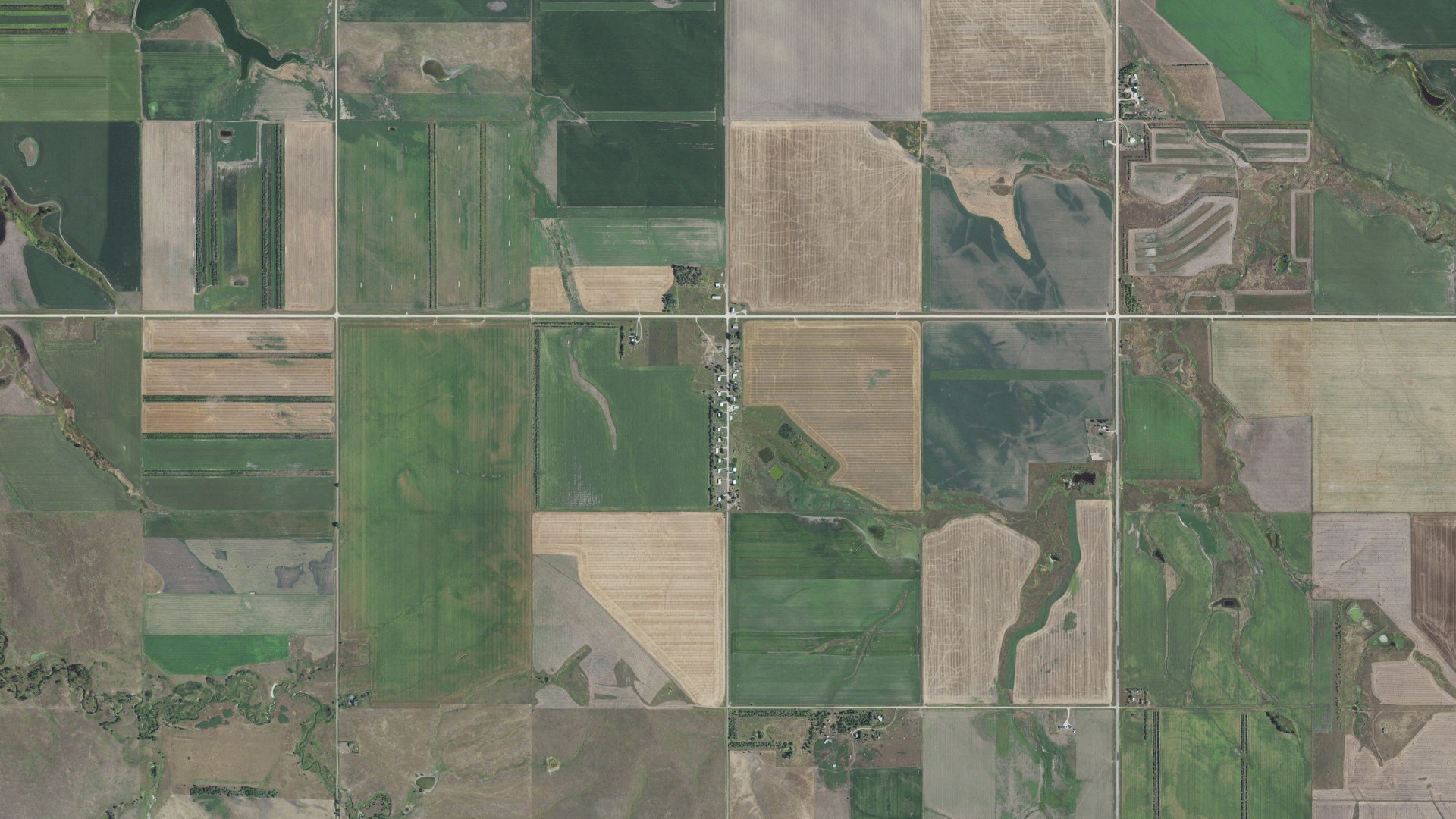 Aerial view of land around Ideal, South Dakota
