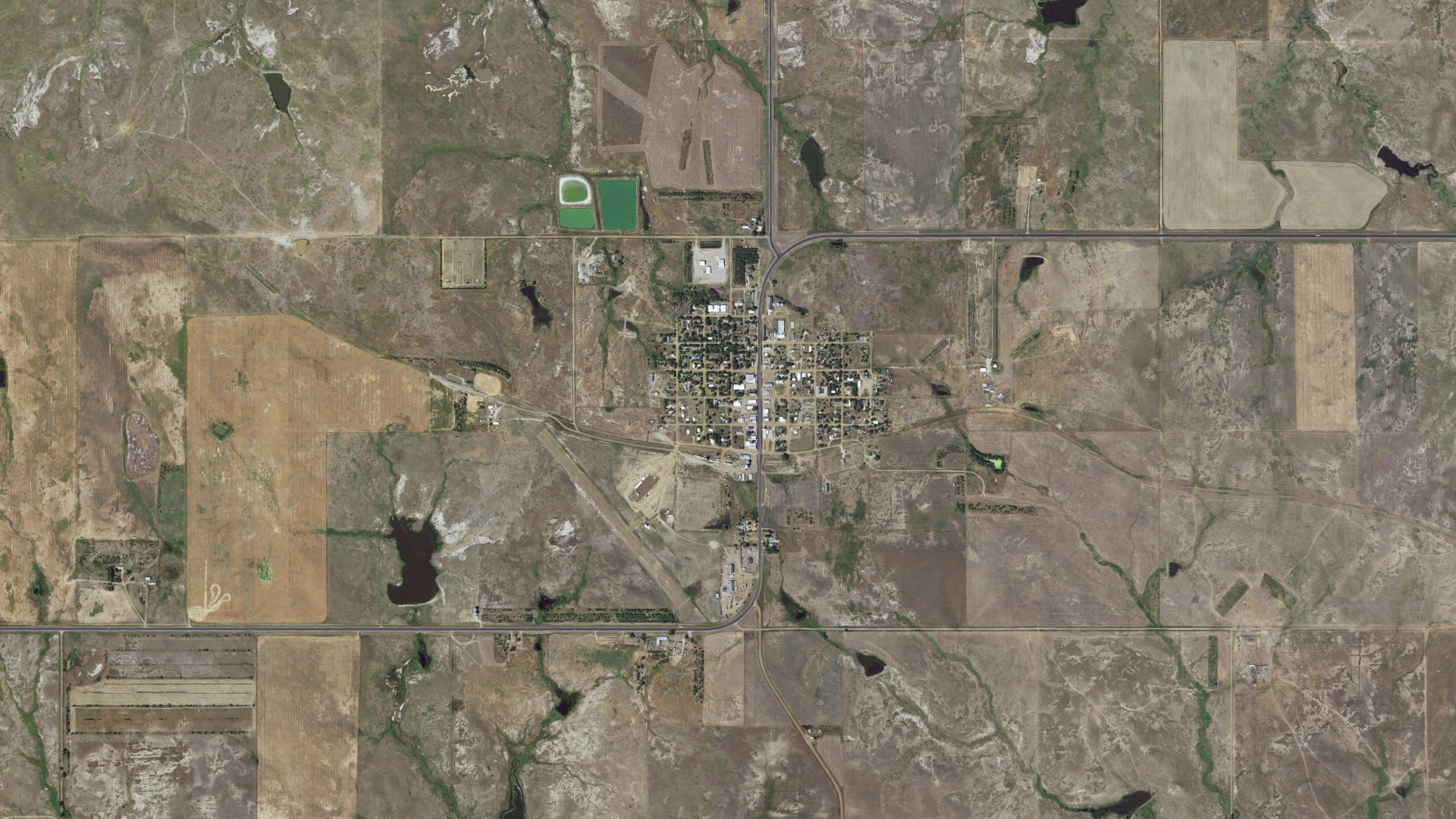 Natural-color aerial photograph of land around Isabel, South Dakota