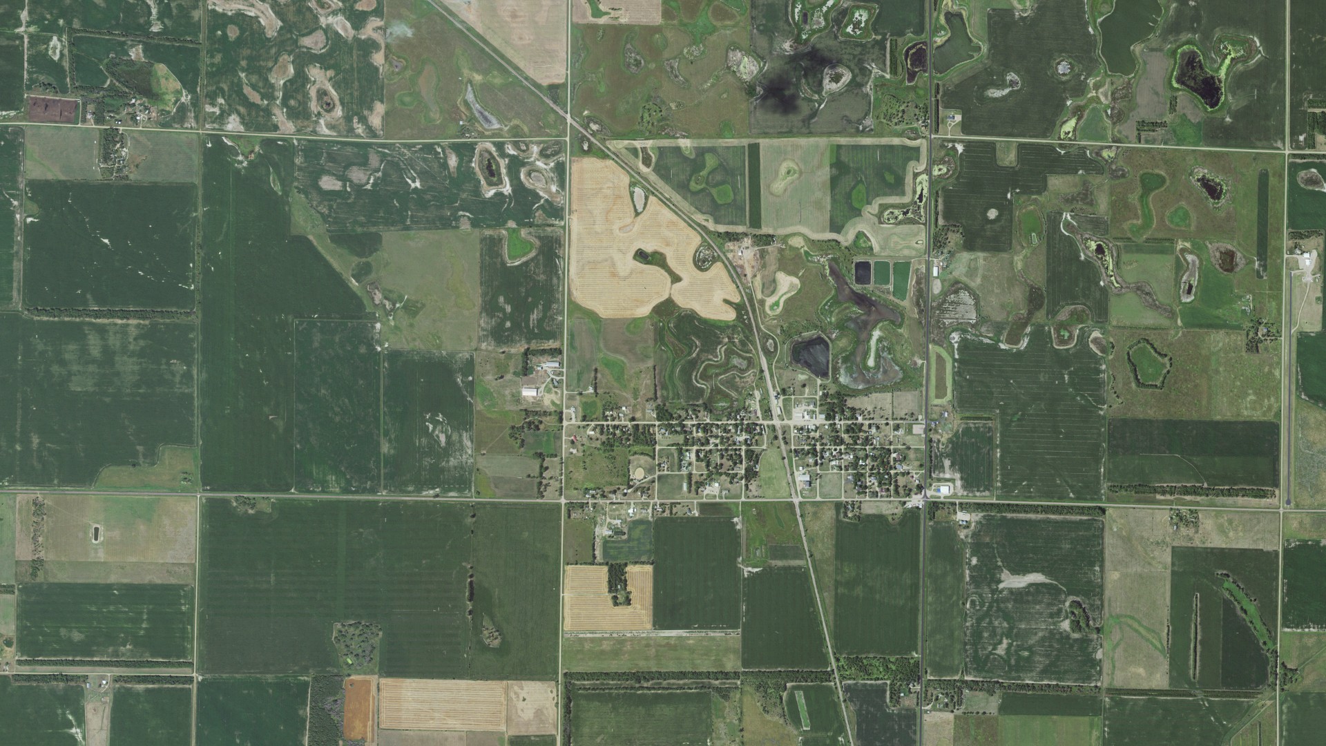 Aerial view of land around Letcher, South Dakota