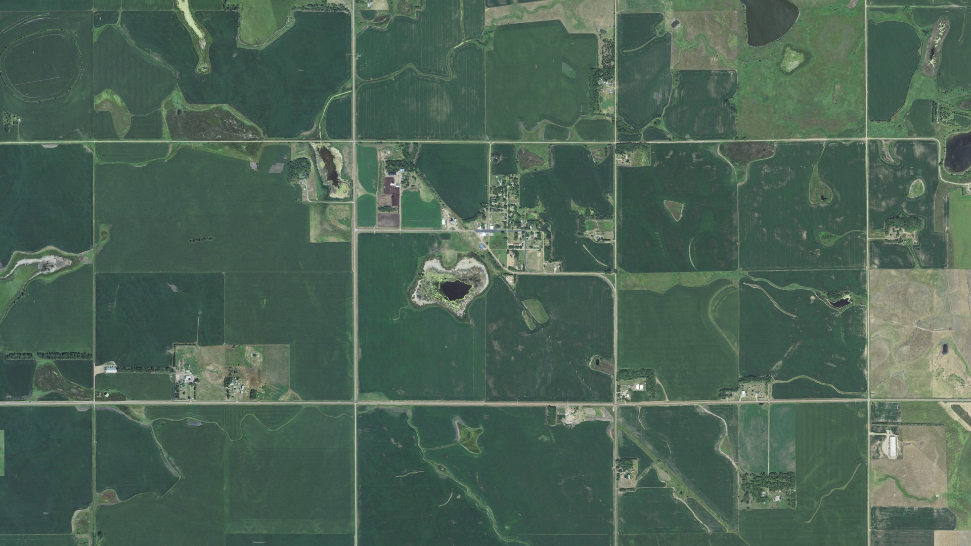 Aerial view of land around Nunda, South Dakota