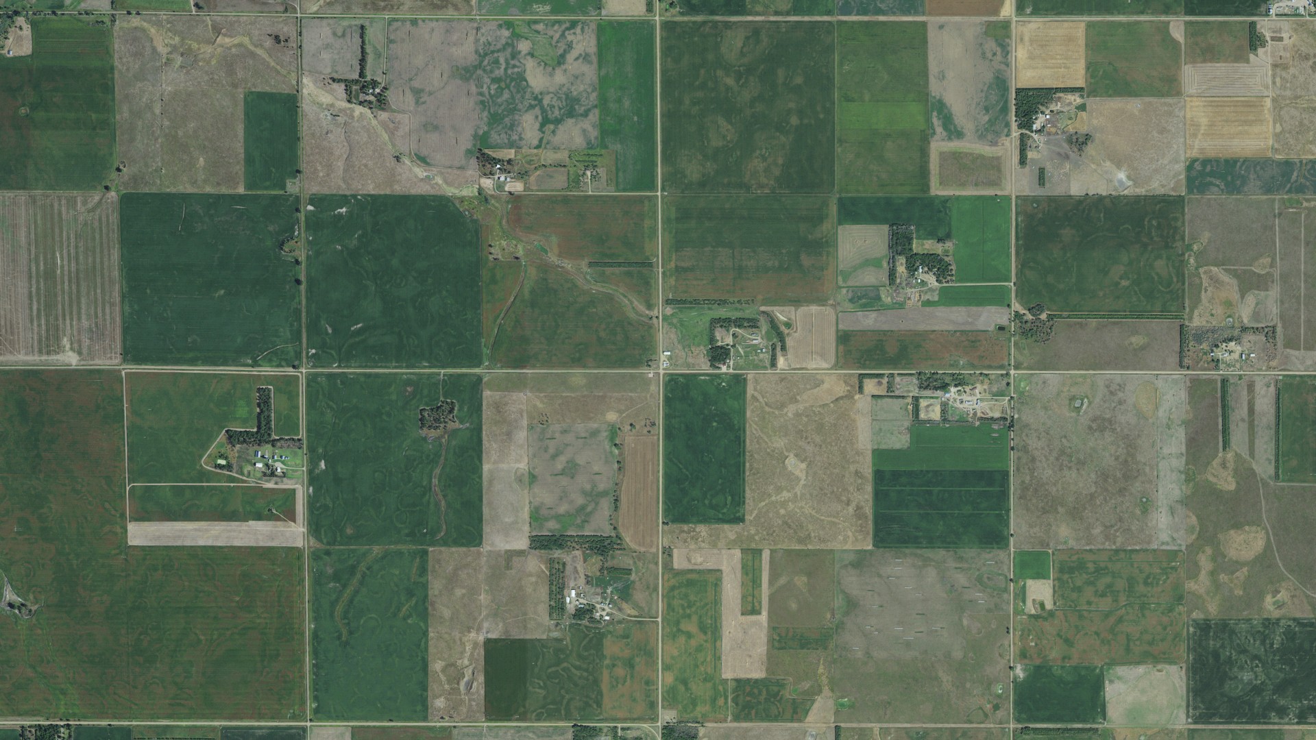 Aerial view of land around Ola, South Dakota