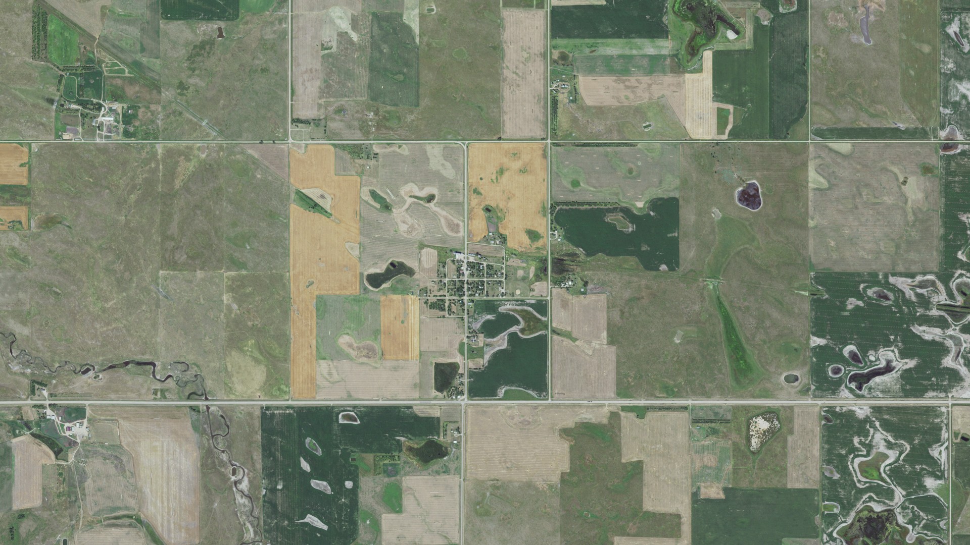 Natural-color aerial photograph of land around Rockham, South Dakota