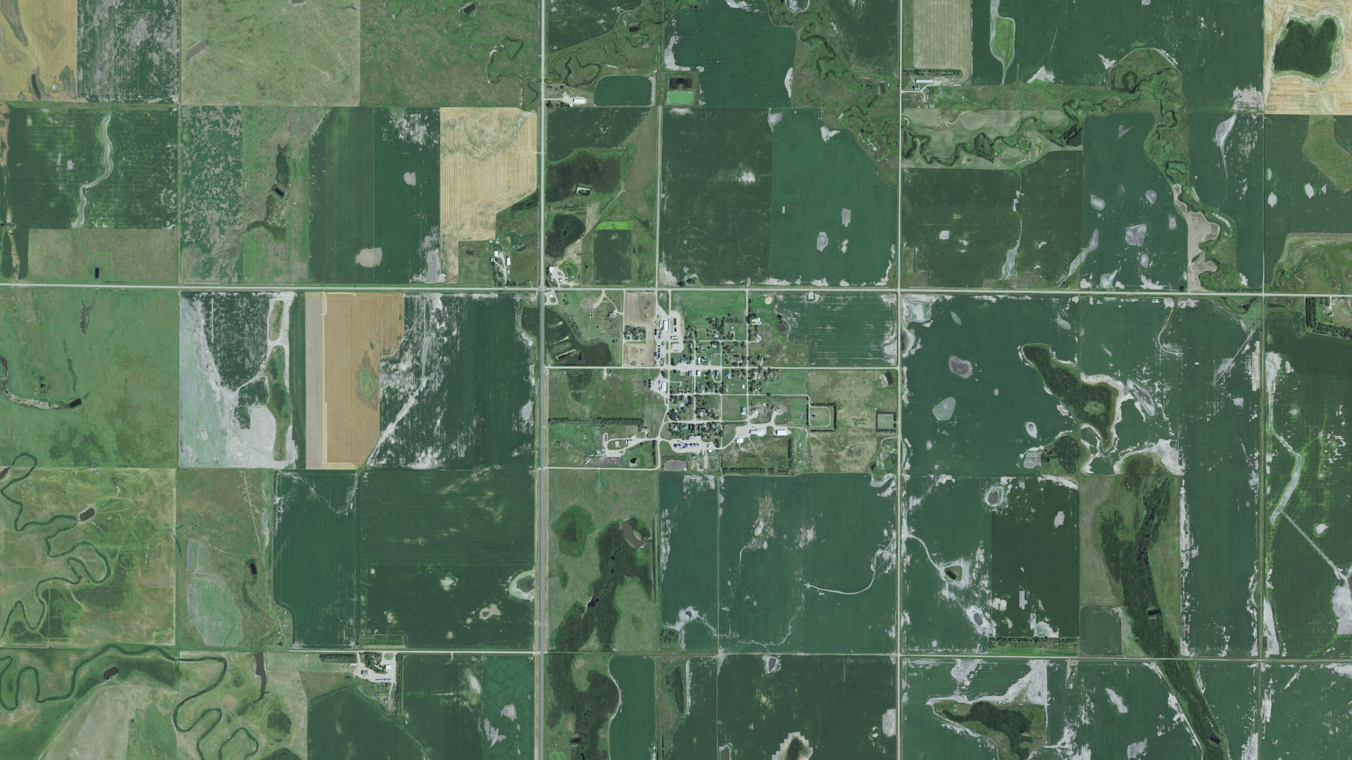 Natural-color aerial photograph of land around Turton, South Dakota