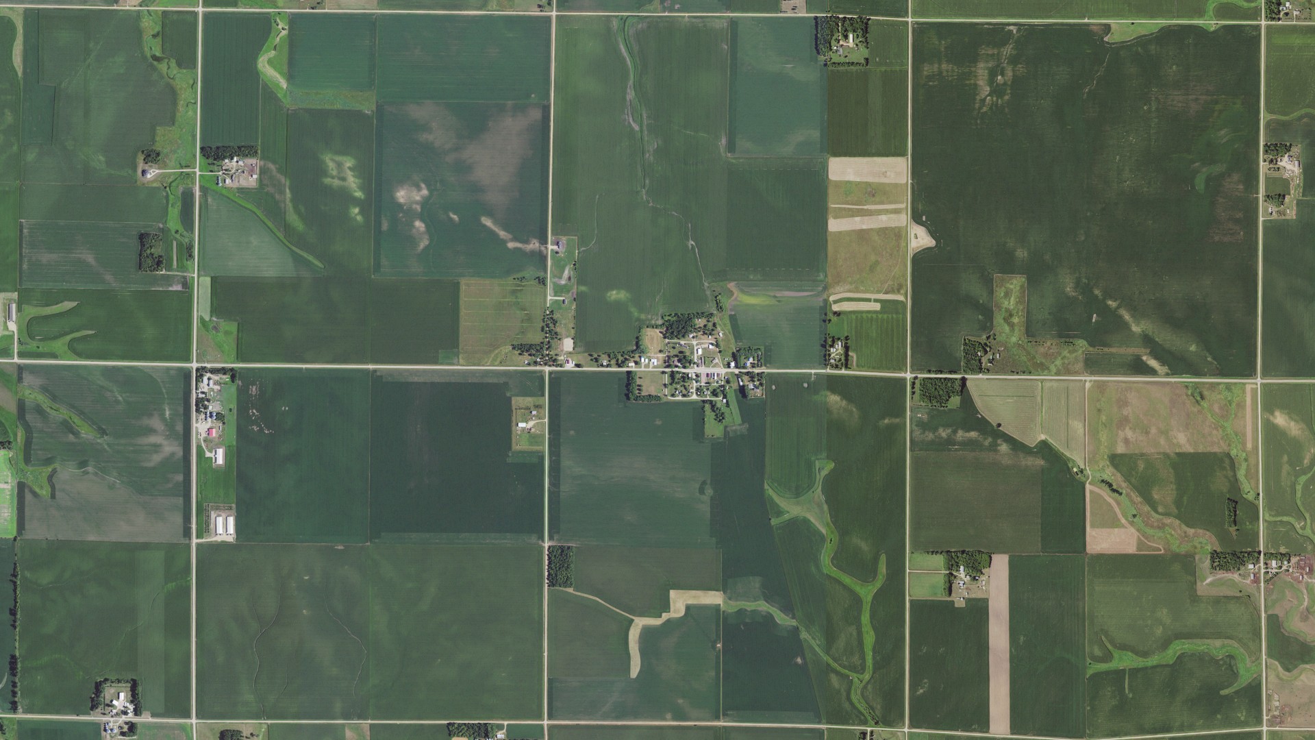 Aerial view of land around Ward, South Dakota