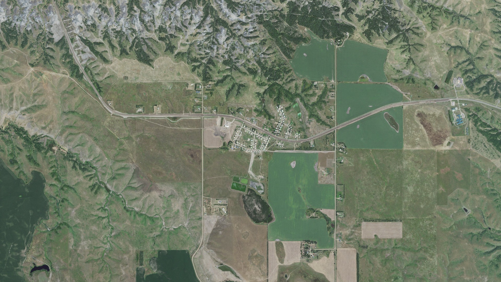 Natural-color aerial photograph of land around West Brule, South Dakota